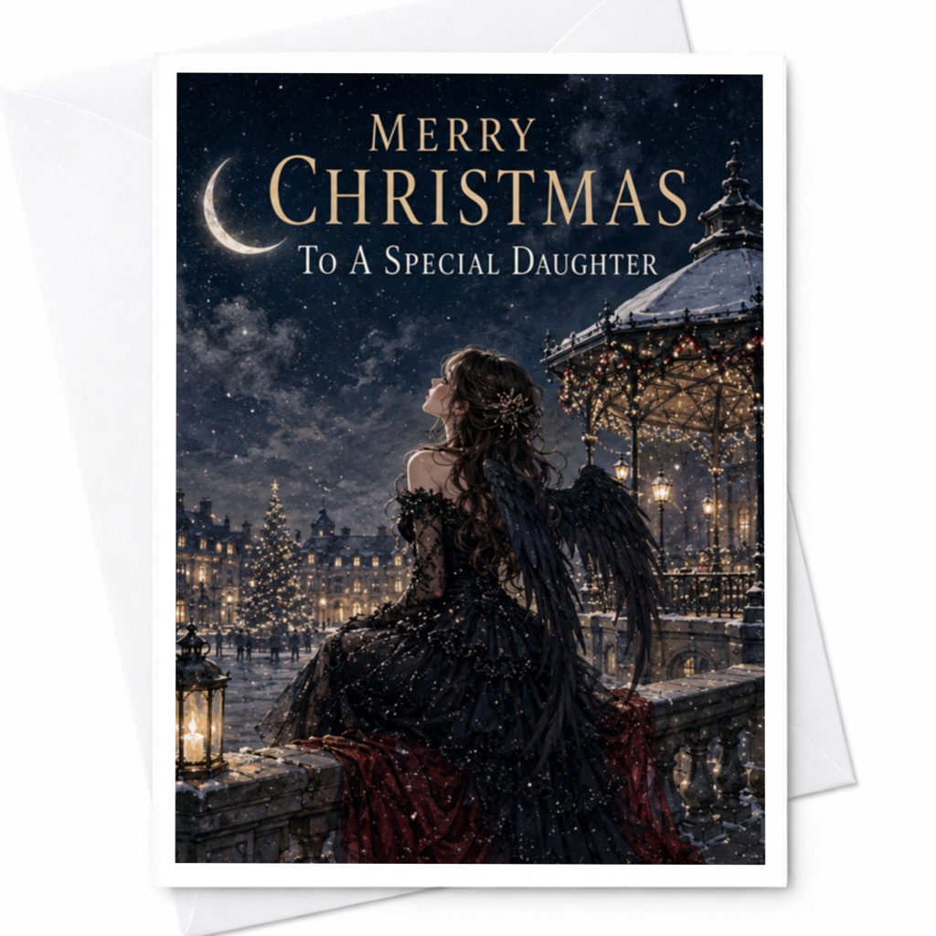 Merry Christmas To A Special Daughter Christmas Card For Daughter Elegant Holiday Greeting Card Winter Scene C5590