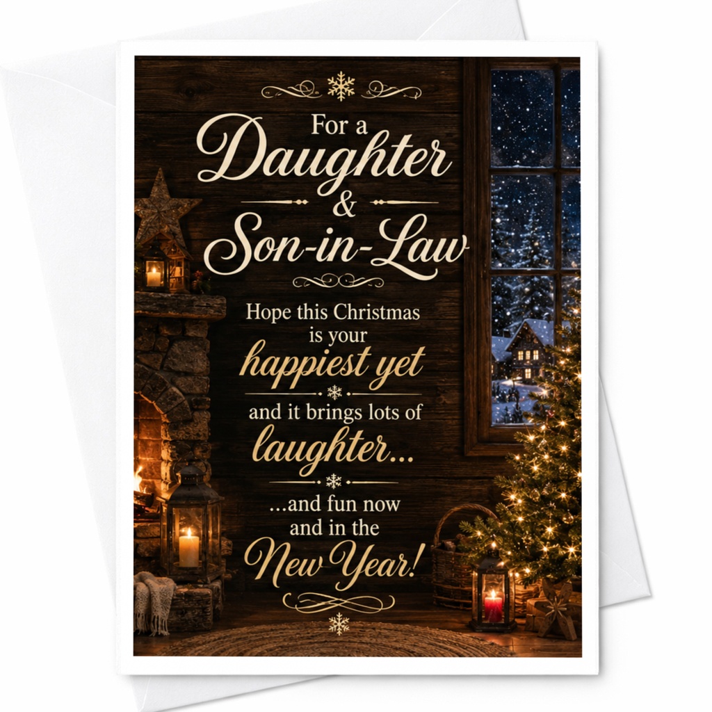 For A Daughter & Son-In-Law Christmas Card Festive Holiday Greeting Happiest Yet Laughter New Year Family Celebration C5614