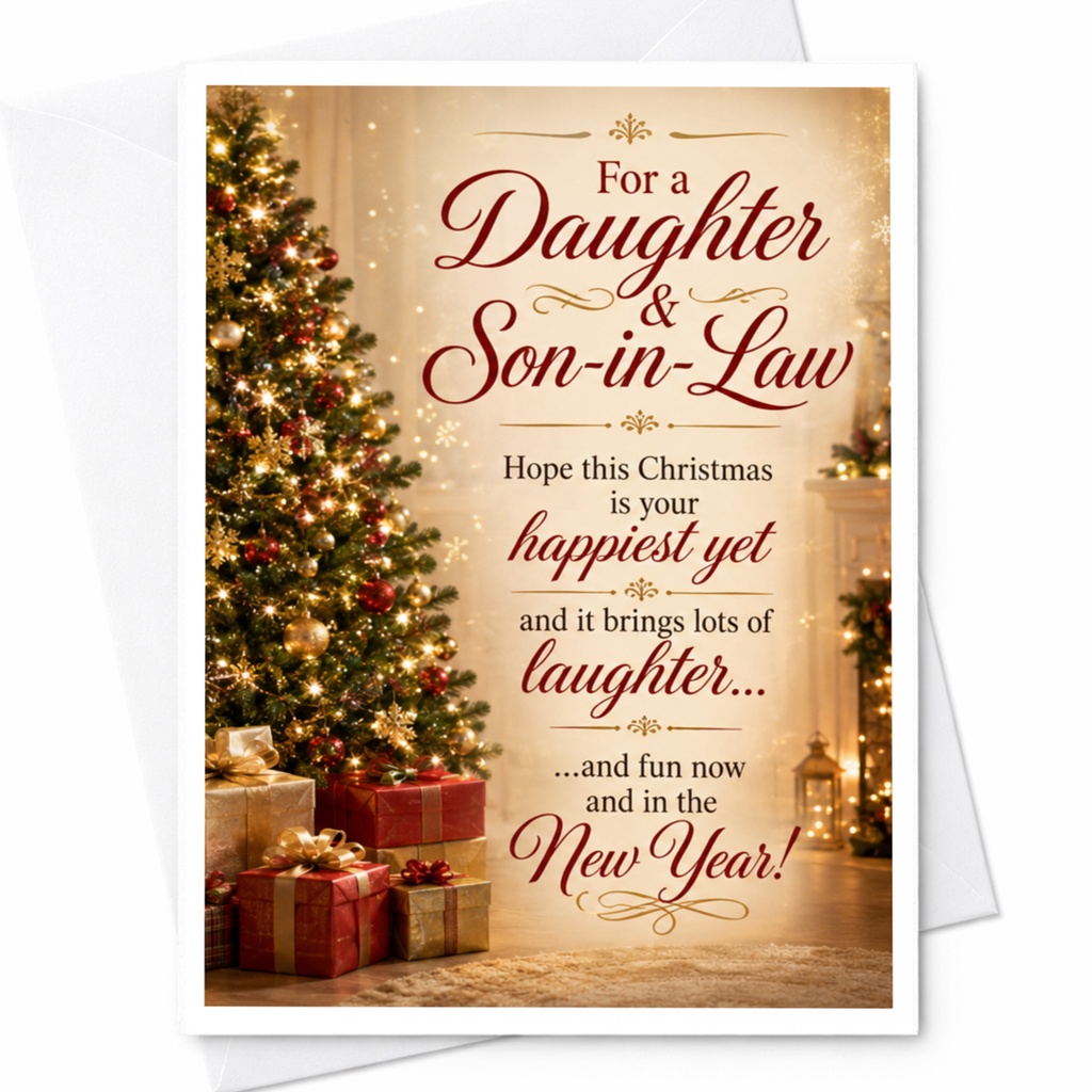 For A Daughter & Son-In-Law Christmas Card Festive Holiday Greeting Happiest Yet Laughter New Year Wishes Family Celebration C5615