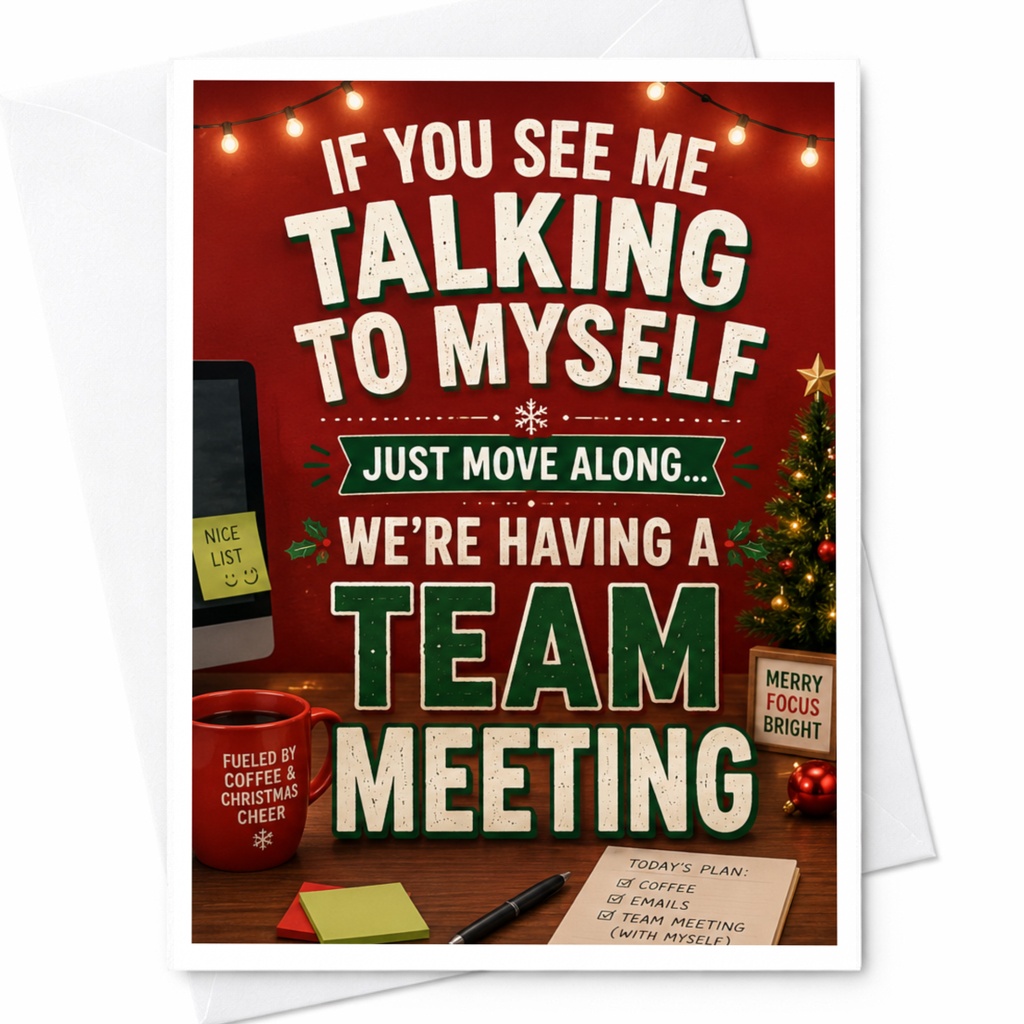 If You See Me Talking To Myself Funny Christmas Greeting Card Office Holiday Card For Coworker Team Meeting C5635