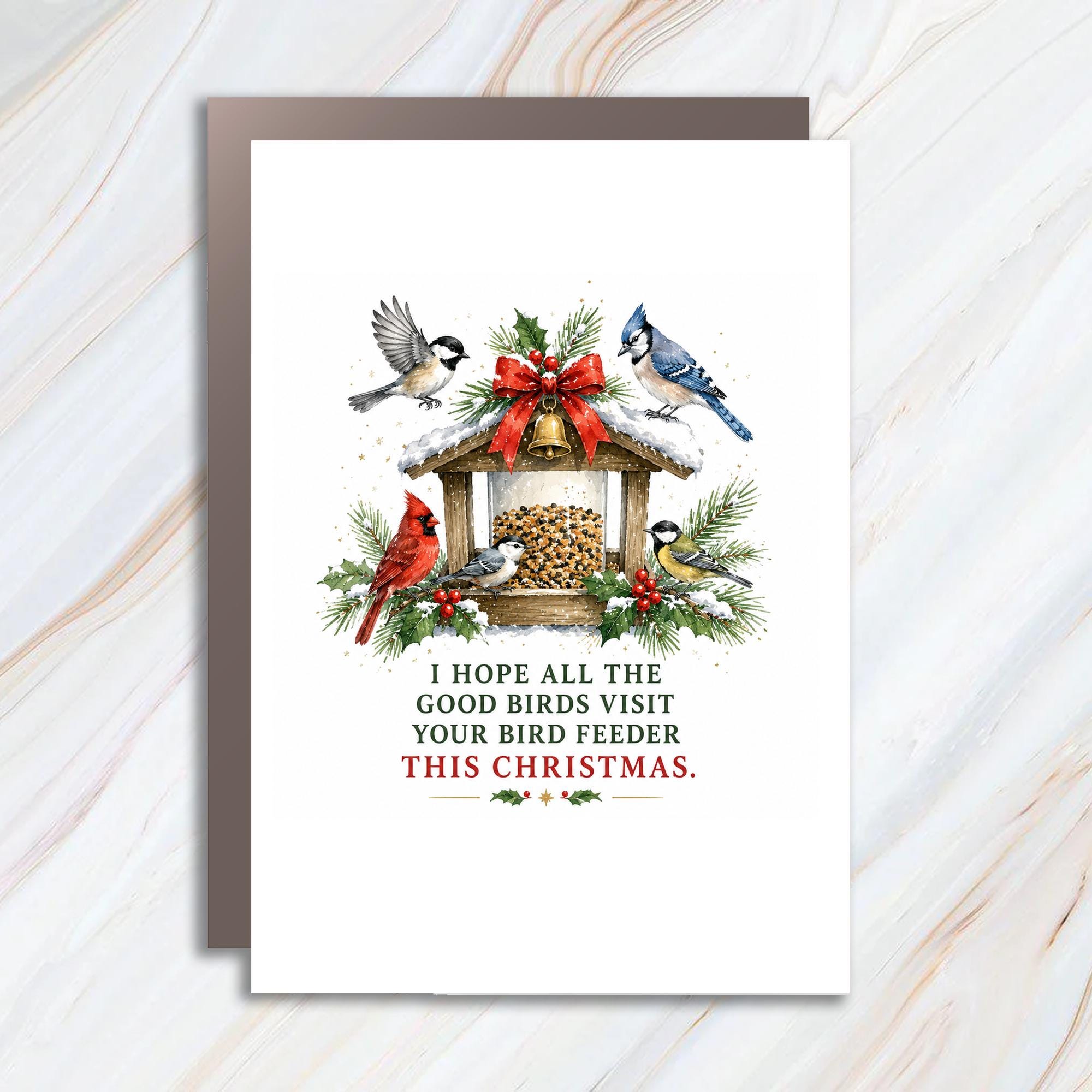 I Hope All The Good Birds Visit Your Bird Feeder This Christmas Card Holiday Greeting For Bird Lover Cute Festive Christmas Card C1242