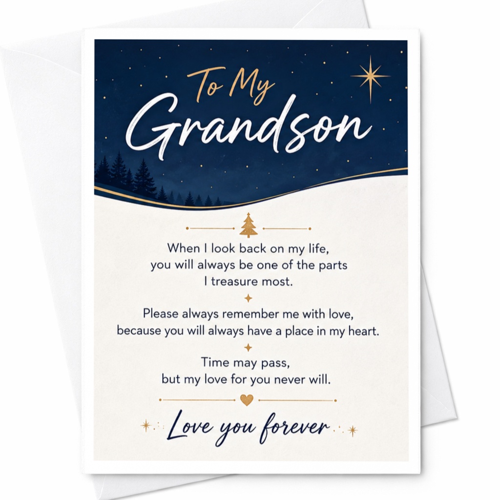 To My Grandson Christmas Card Love You Forever Sentimental Holiday Greeting Card For Grandson Heartfelt Message C5582