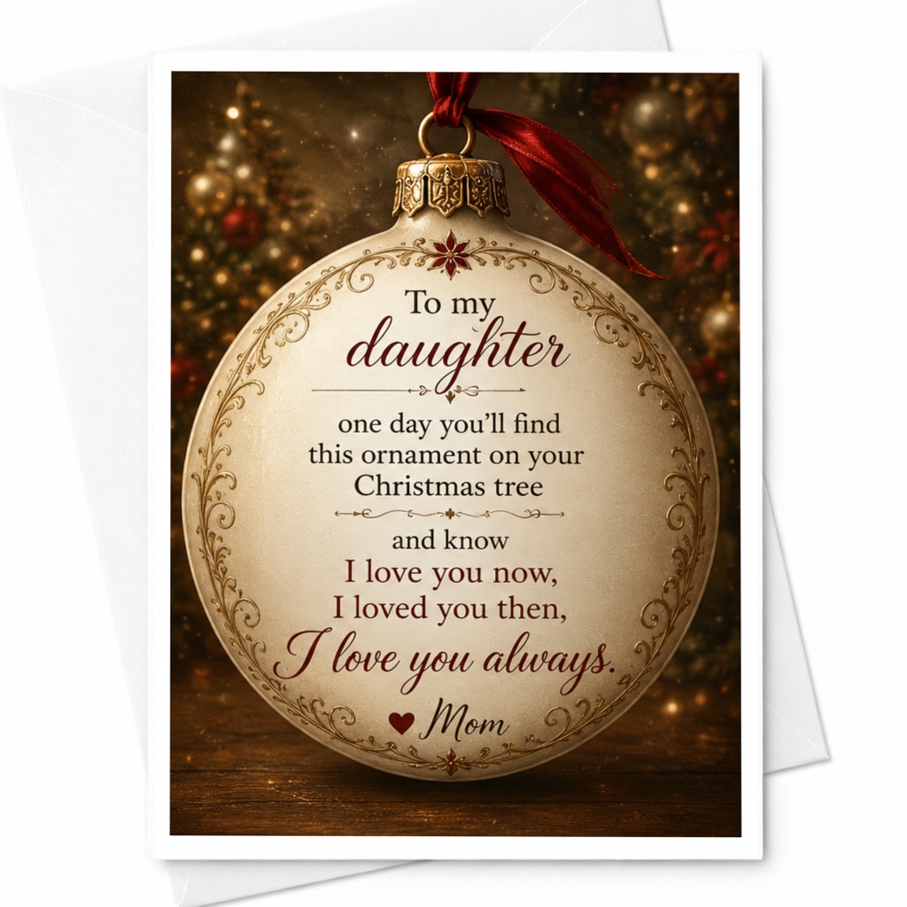 To My Daughter Sentimental Christmas Card From Mom I Love You Always Heartfelt Holiday Greeting Card For Daughter C5632