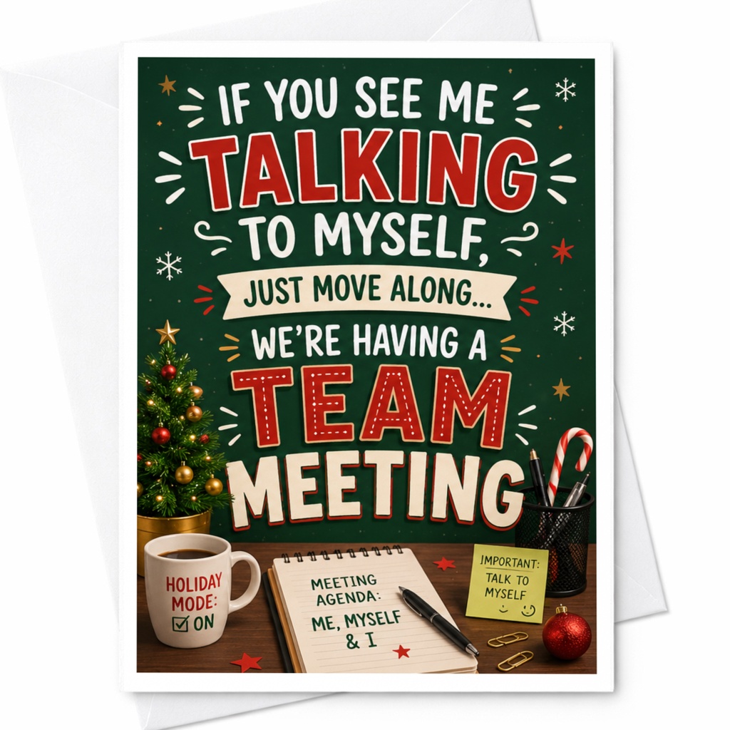 If You See Me Talking To Myself Funny Christmas Card Office Holiday Greeting Card For Coworker Team Meeting C5634