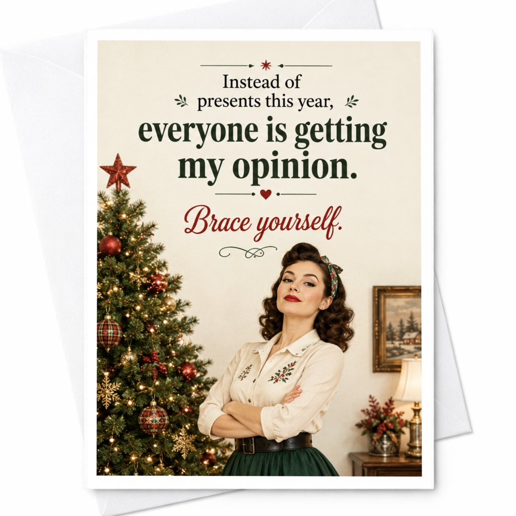 Instead Of Presents This Year Everyone Is Getting My Opinion Christmas Card Funny Holiday Greeting Card For Friends Family C5640