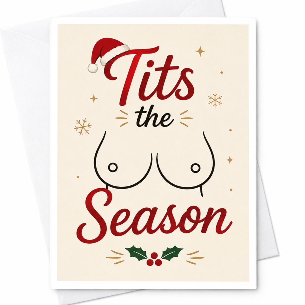 Tits The Season Funny Christmas Card Sarcastic Holiday Greeting Card For Adults Edgy For Friends Coworkers C5651