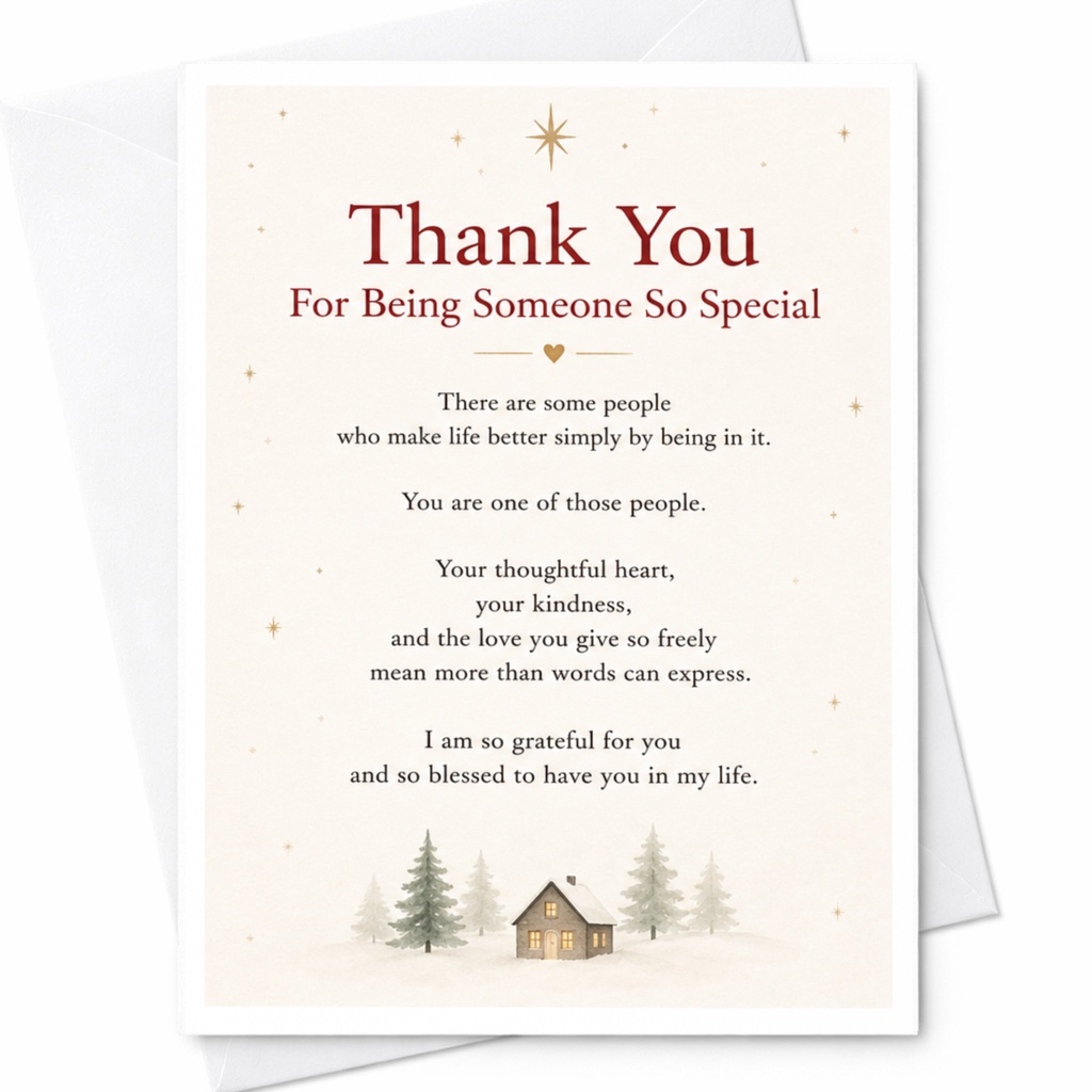 Thank You For Being Someone So Special Heartfelt Thank You Card Appreciation Card For Friend Family Gratitude Card C5682