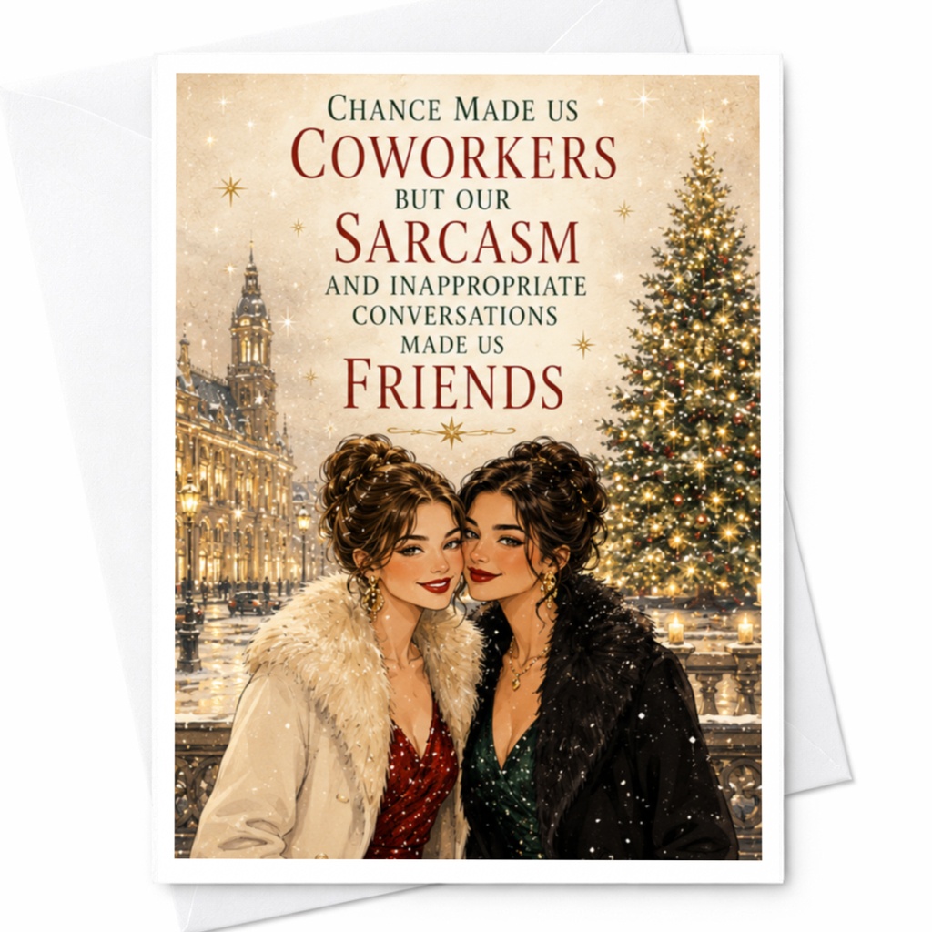 Chance Made Us Coworkers But Our Sarcasm And Inappropriate Conversations Made Us Friends Christmas Card Funny Holiday Greeting For C5690