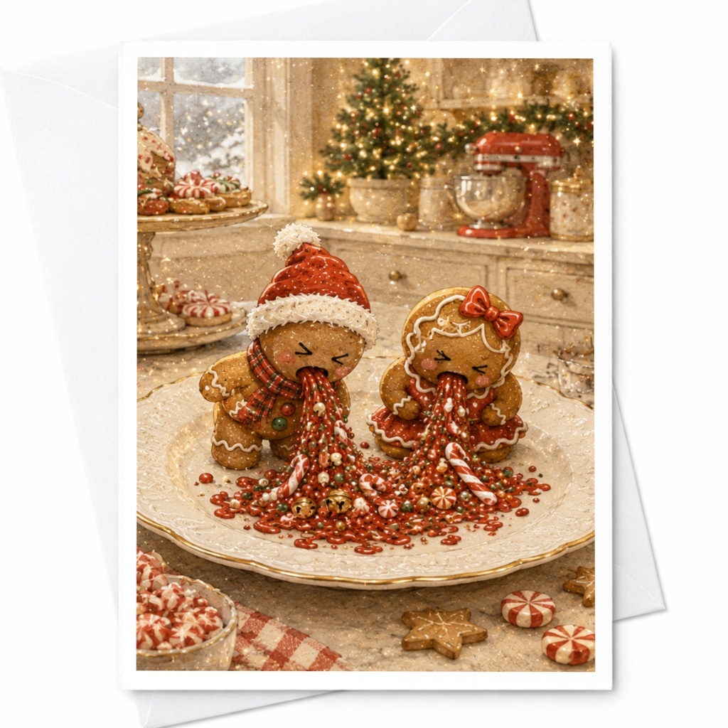 Gingerbread Holiday Card Christmas Greeting Card Cute Festive For Friends Family Seasonal Winter Card C5697