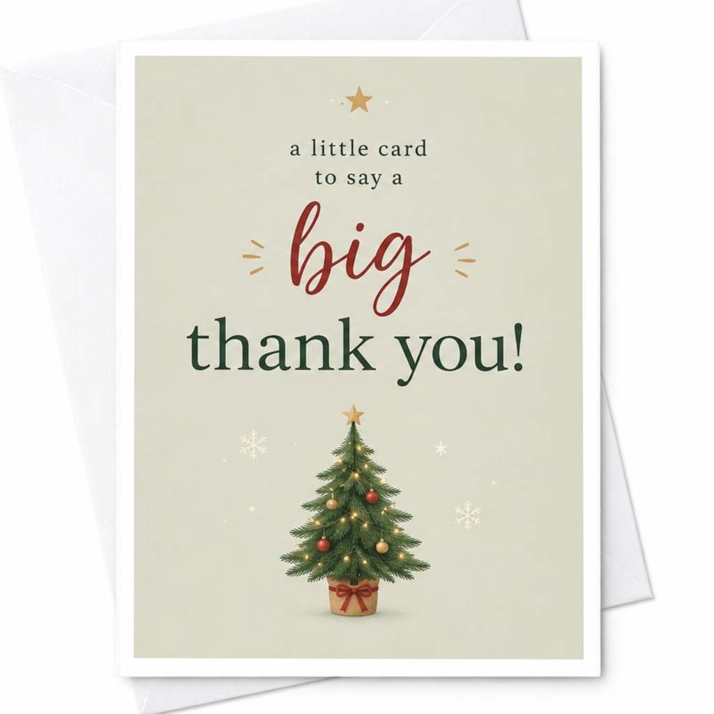 A Little Card To Say A Big Thank You! Christmas Thank You Card Holiday Appreciation Greeting Card For Friend Family C5700