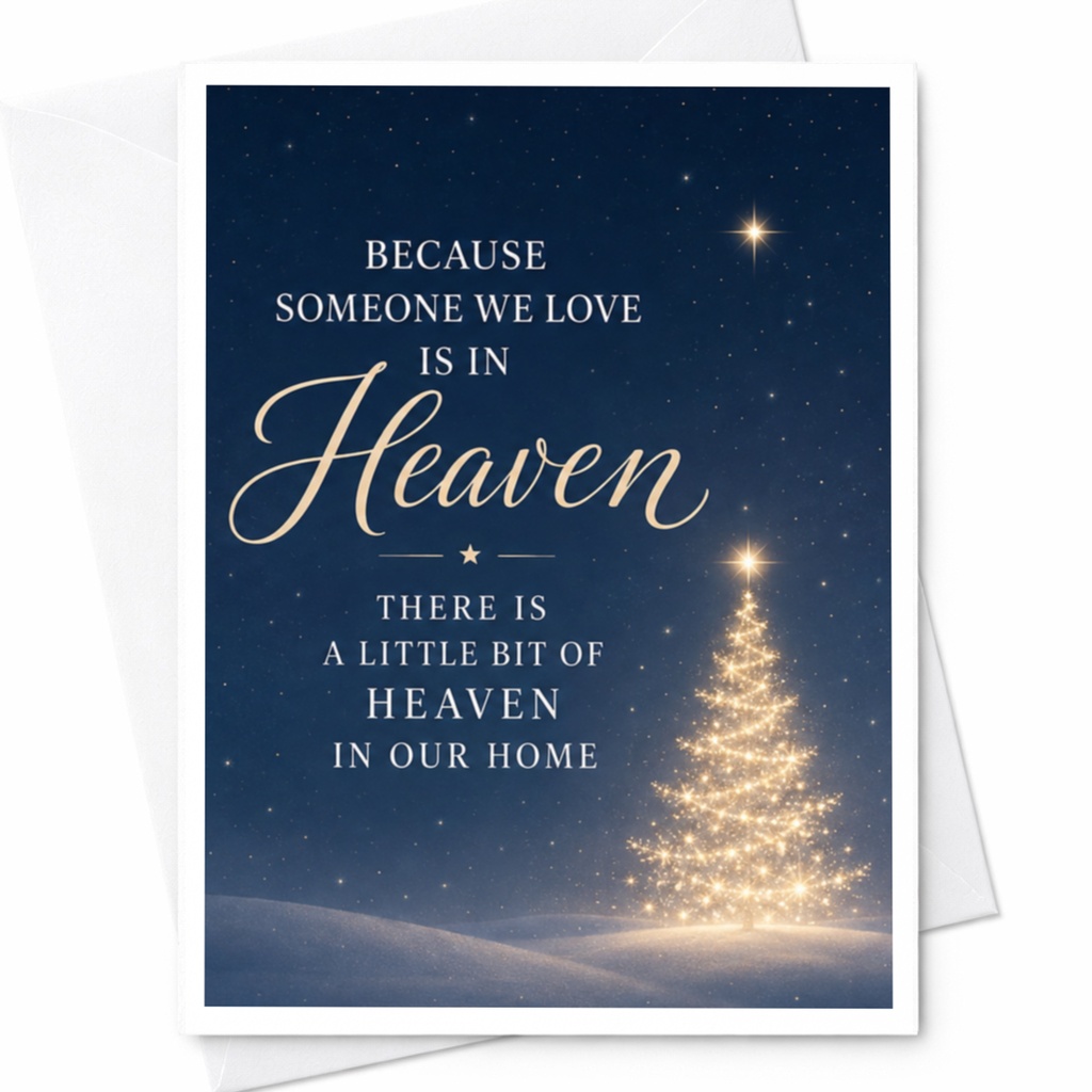 Because Someone We Love Is In Heaven Christmas Card Memorial Holiday Greeting Card Sentimental Remembrance Card For Family C5710