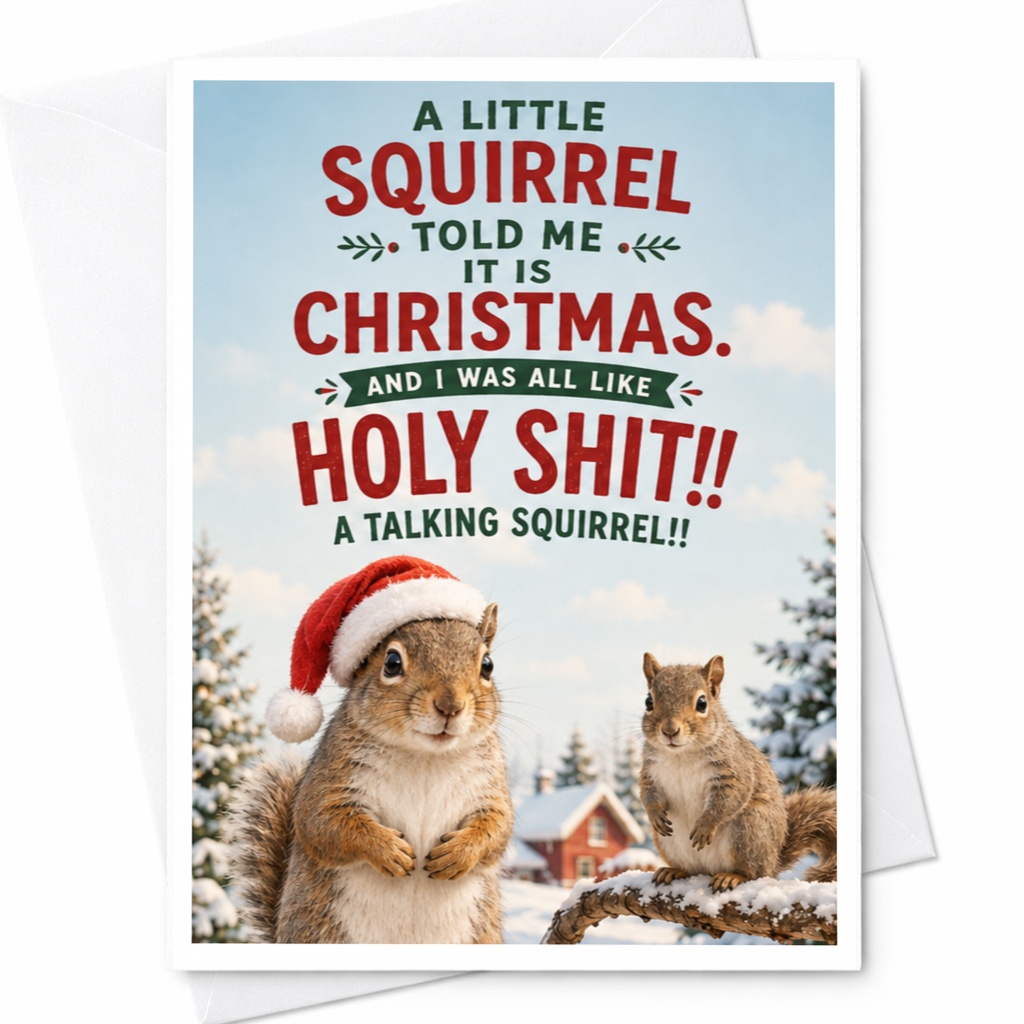 A Little Squirrel Told Me It Is Christmas Funny Christmas Card Talking Squirrel Holiday Card For Him Dad Husband C5642
