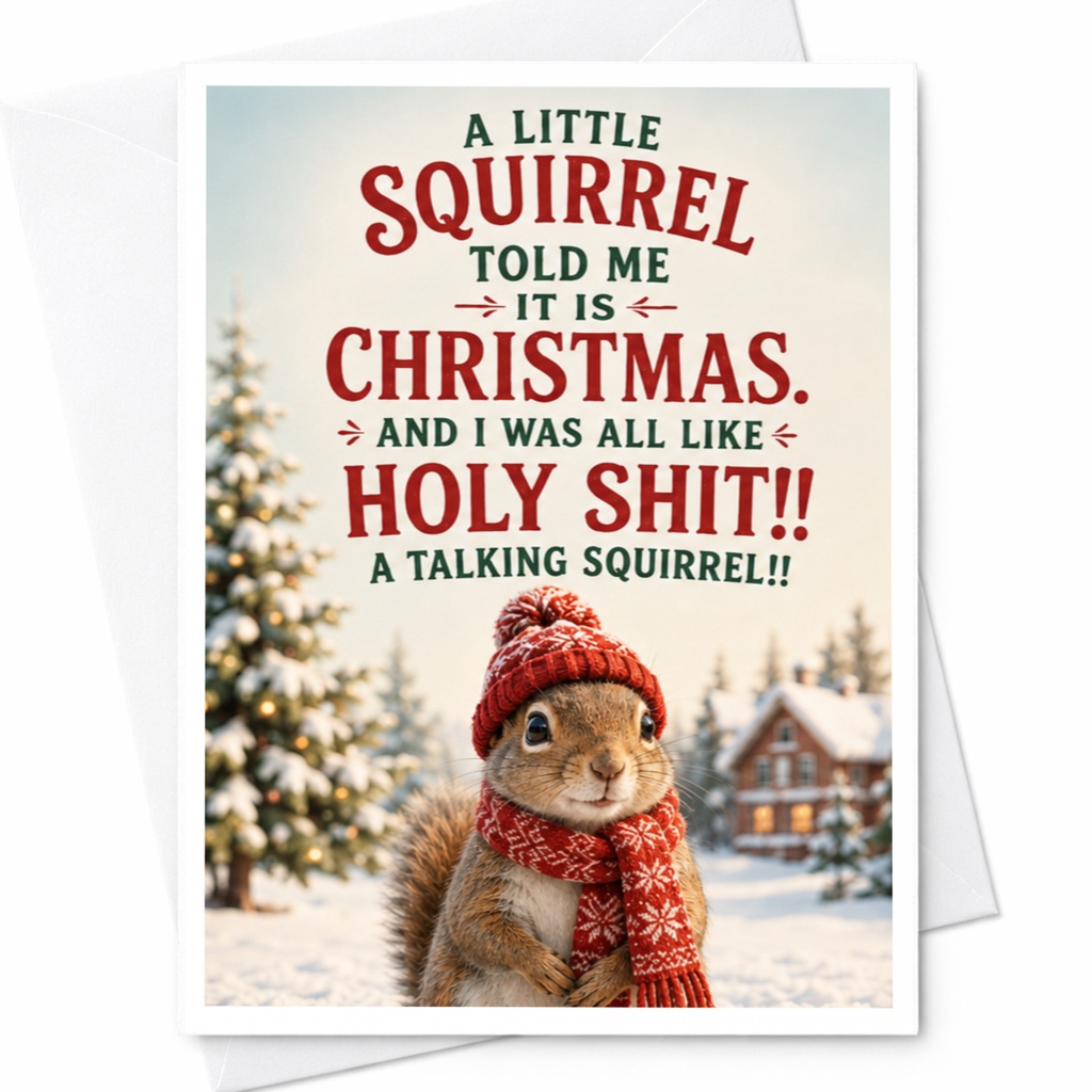 A Little Squirrel Told Me It Is Christmas Funny Christmas Card Talking Squirrel Holiday Cute Animal Card For Friends C5643