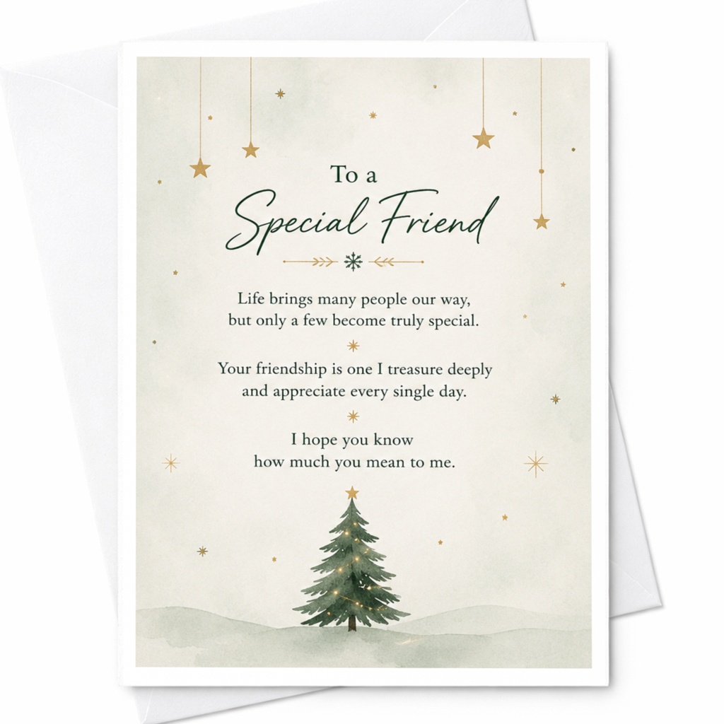 To A Special Friend Christmas Card Heartfelt Holiday Greeting Card For Friend Thoughtful Friendship Card With Tree C5679