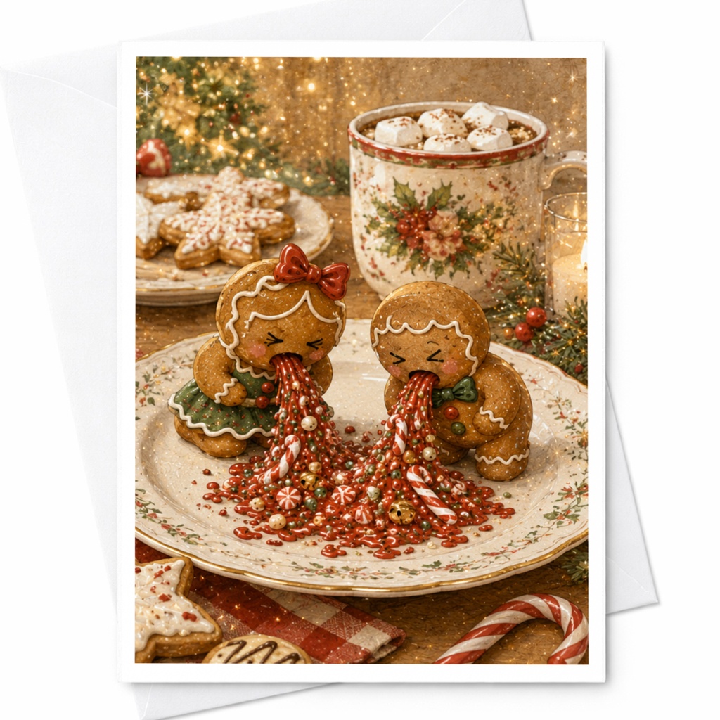 Gingerbread Cookies Christmas Card Cute Holiday Greeting Card For Friends Family Festive Candy Seasonal Celebration C5696