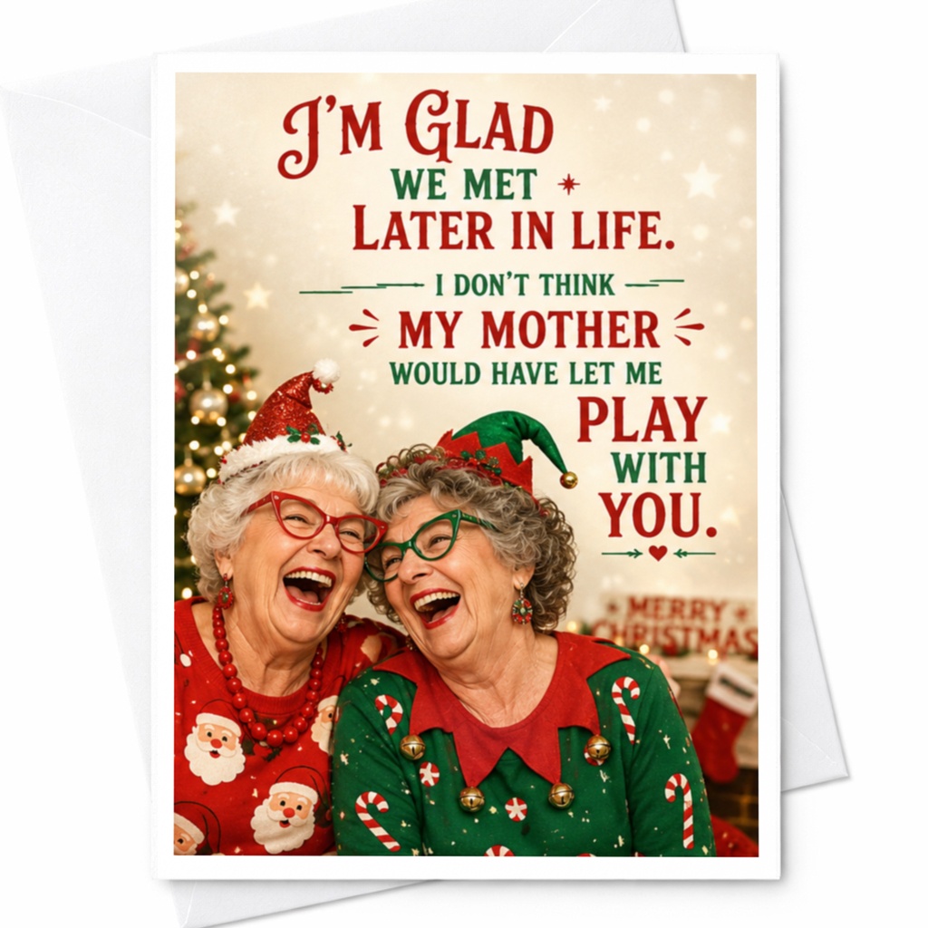I'm Glad We Met Later In Life Funny Christmas Card For Friend Holiday Greeting Card Xmas Card For Her C5698