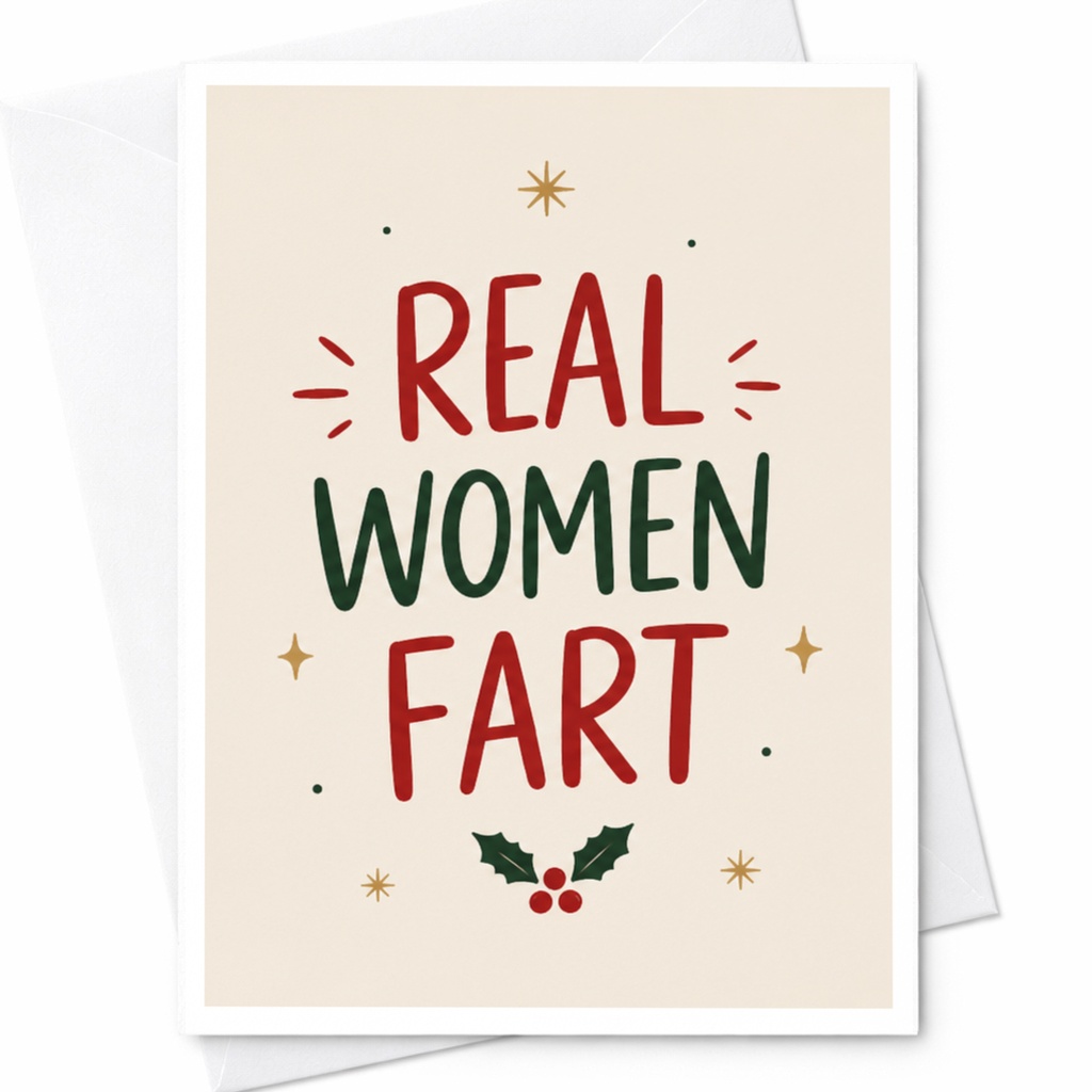 Real Women Fart Funny Christmas Card Holiday Greeting For Her Festive Women Friends Unique Seasonal Card C5708