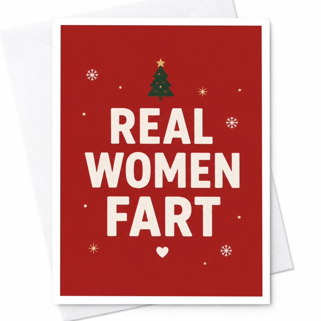 Real Women Fart Funny Christmas Card Holiday Greeting For Her Festive Winter Card Women Friends Family Xmas Card C5709