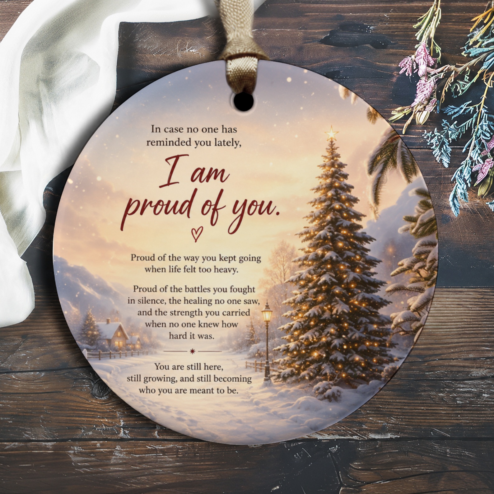 In Case No One Has Reminded You Lately I Am Proud Of You Christmas Ornament Snowy Scene Holiday Decor Gift O1471