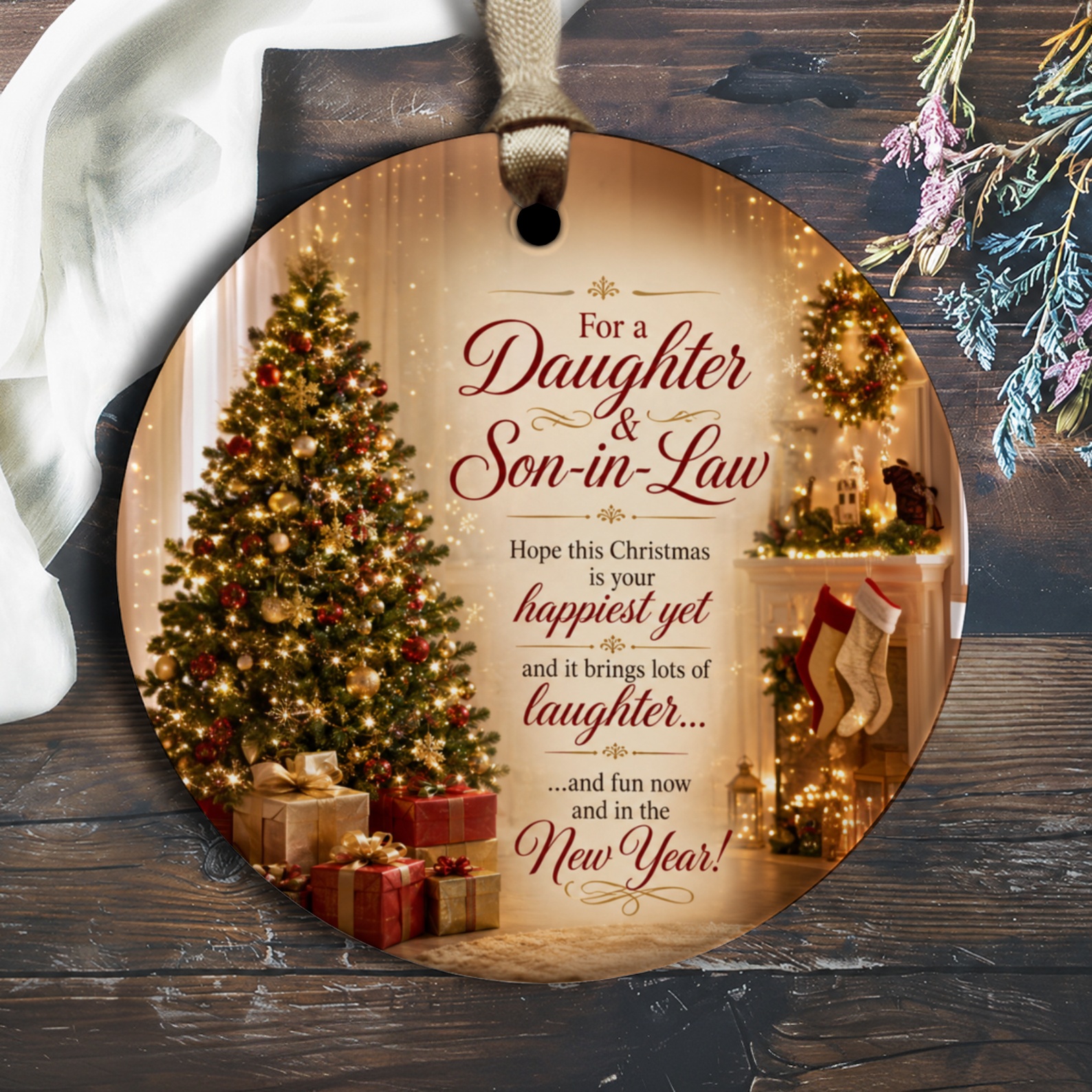 For A Daughter & Son-In-Law Christmas Ornament Holiday Decoration Festive Tree Decor Gift New Year Celebration O1478