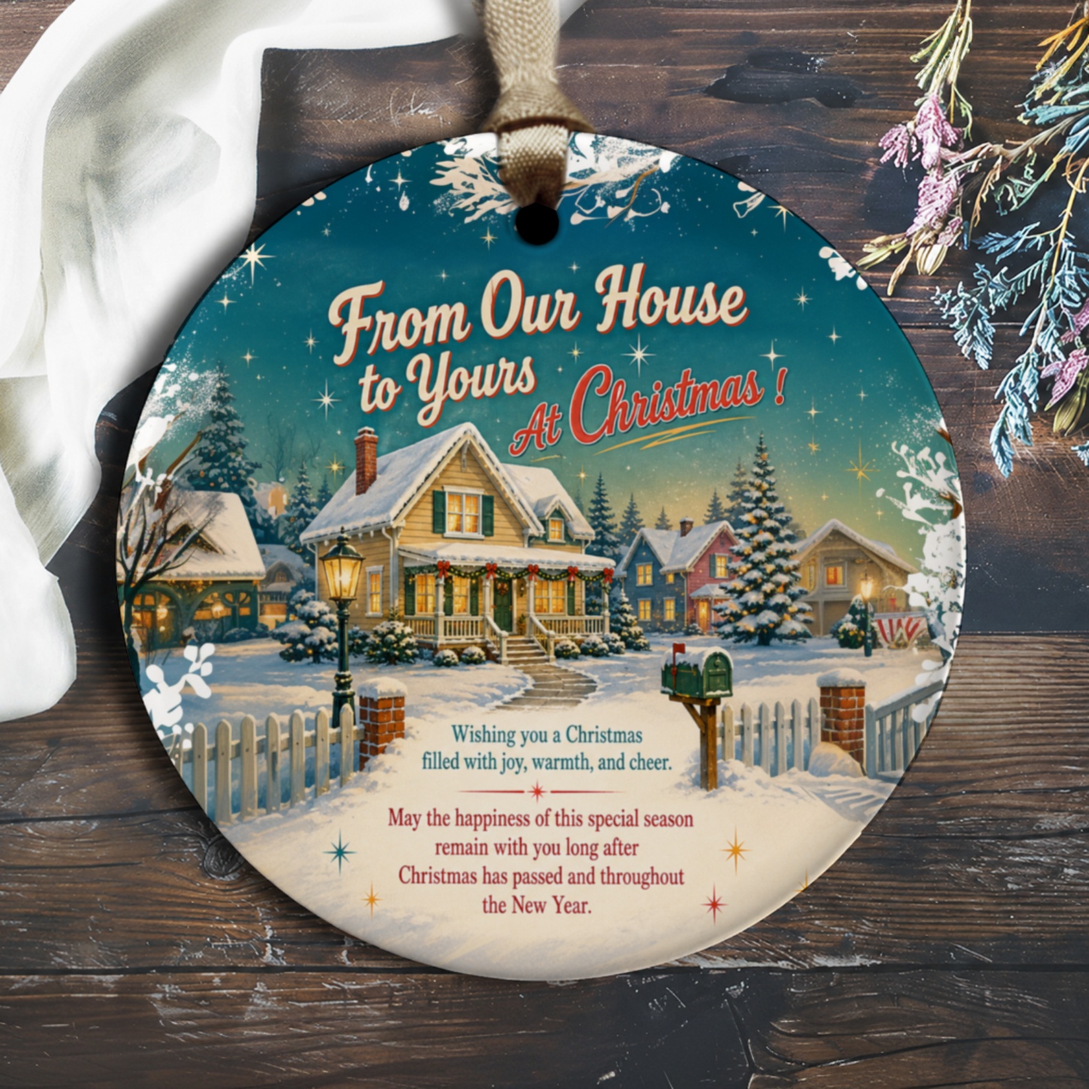 From Our House To Yours At Christmas Ornament Cozy Winter Scene Holiday Decor Festive Home Decoration Christmas Ornament O1480