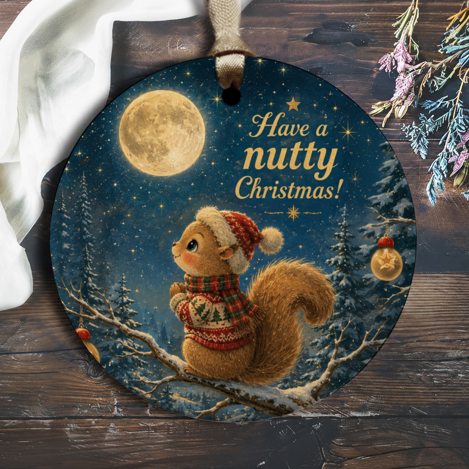 Have A Nutty Christmas Ornament Cute Squirrel Holiday Decor Festive Tree Decoration Winter Animal Ornament Gift O1488