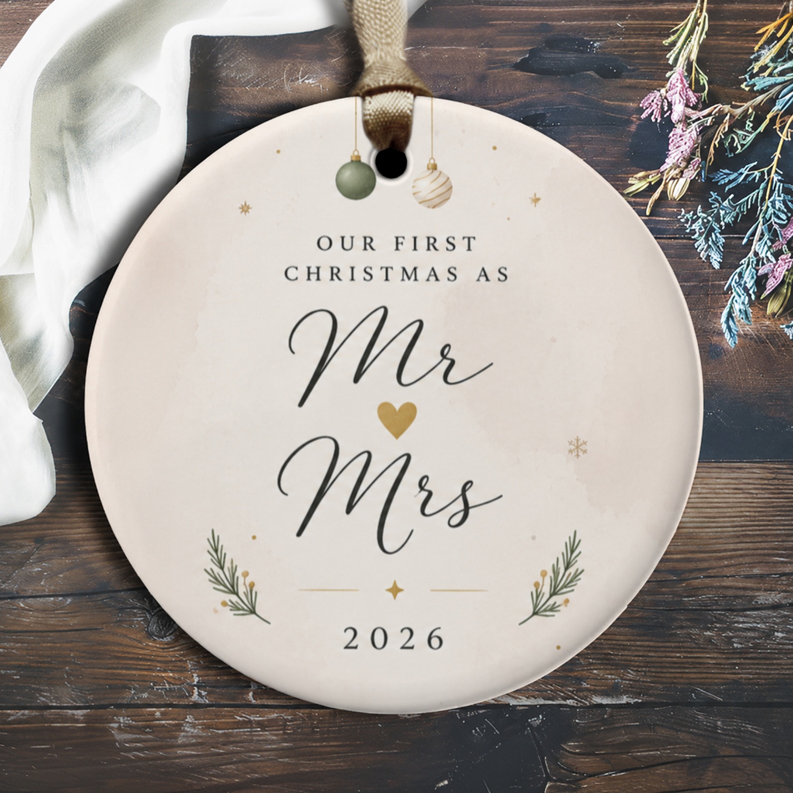 Our First Christmas As Mr & Mrs 2026 Ornament Newlywed Christmas Ornament Wedding Gift Keepsake Holiday Decor O1519