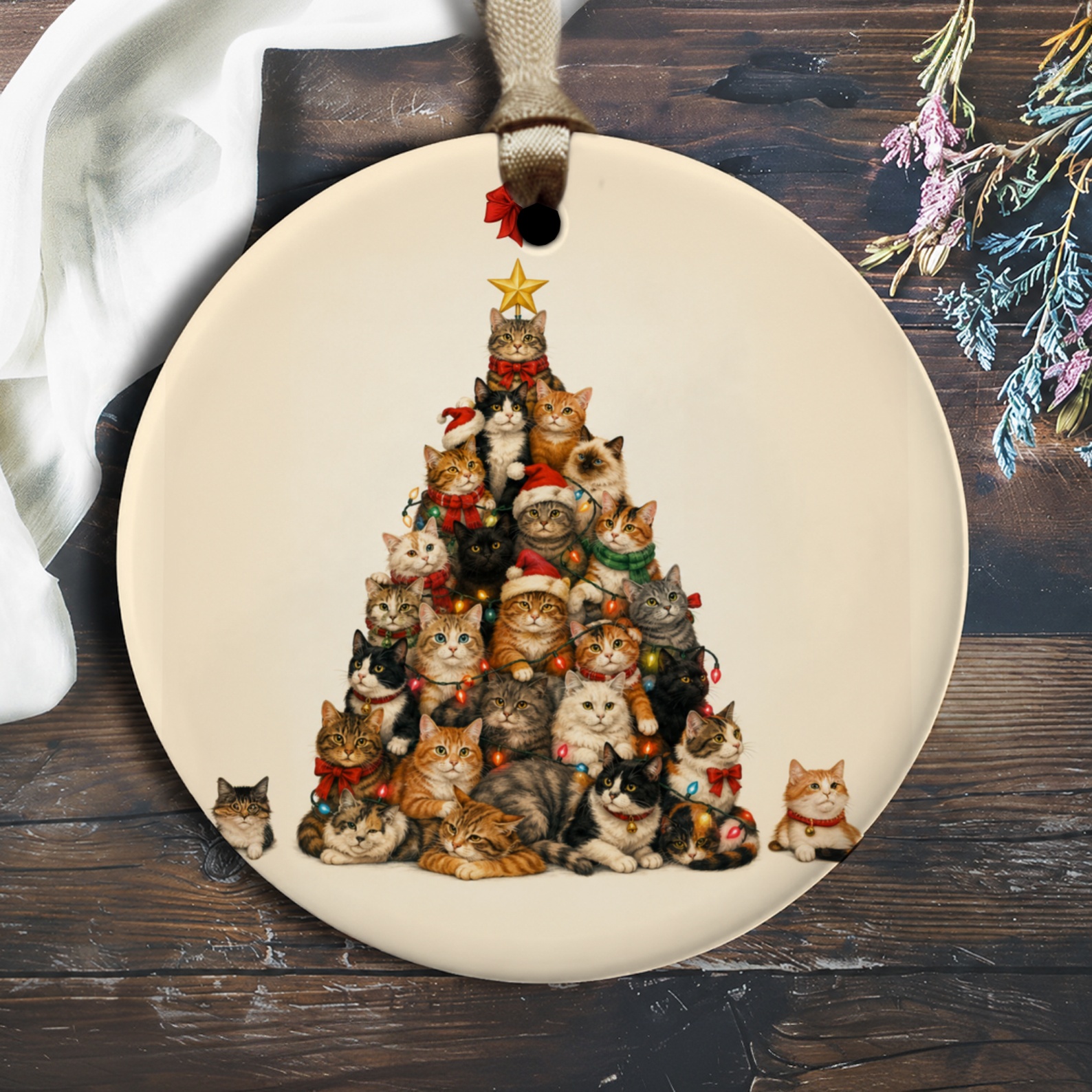 Cat Christmas Tree Ornament Cute Holiday Decor For Cat Lovers Festive Feline Christmas Decoration Gift Idea O1520