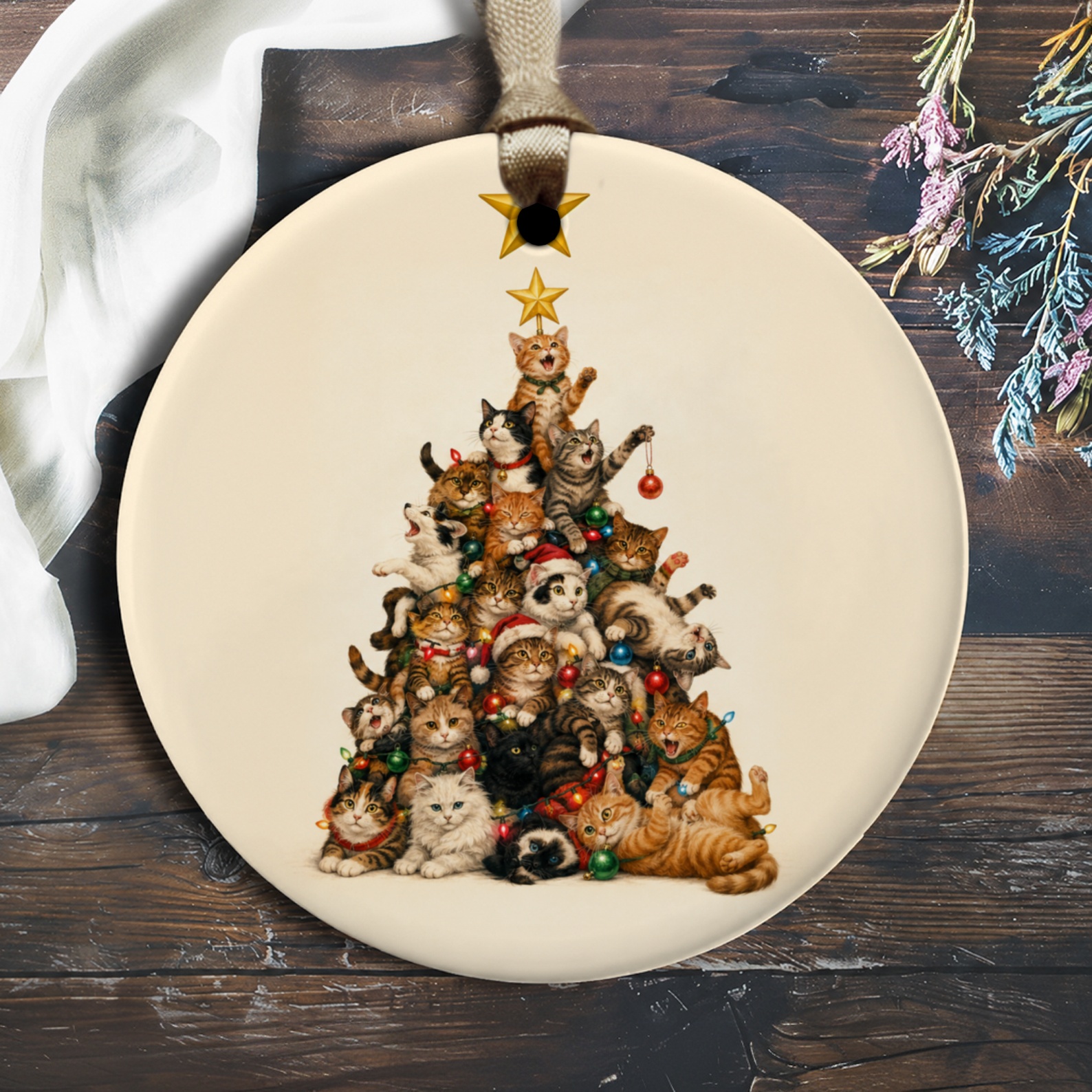 Cat Christmas Tree Ornament Cute Holiday Decor For Cat Lovers Festive Feline Christmas Tree Decoration Gift O1521