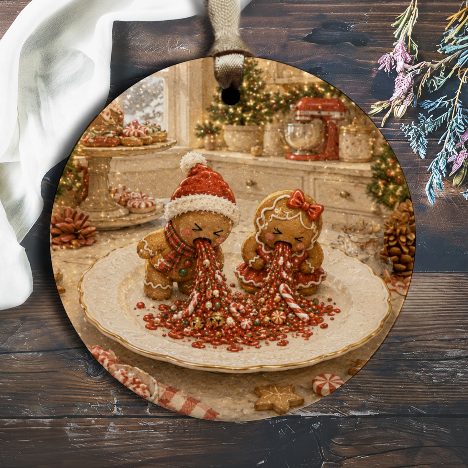 Gingerbread Couple Christmas Ornament Cute Holiday Decor Candy Kitchen Decor Festive Tree Decoration For Christmas Lovers O1524