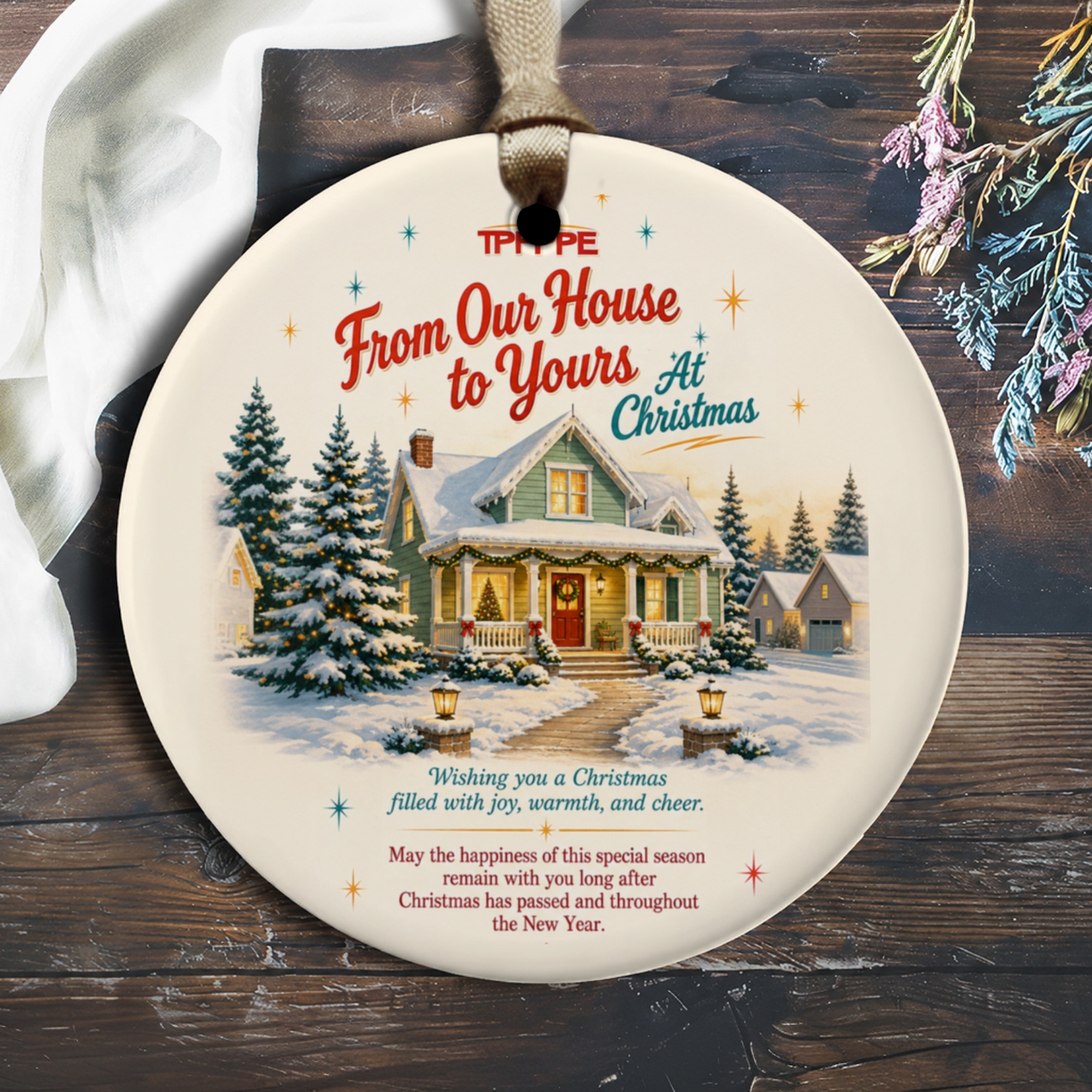 From Our House To Yours At Christmas Ornament Holiday Decor Snowy House Scene Festive Christmas Tree Winter Home Decoration O1544