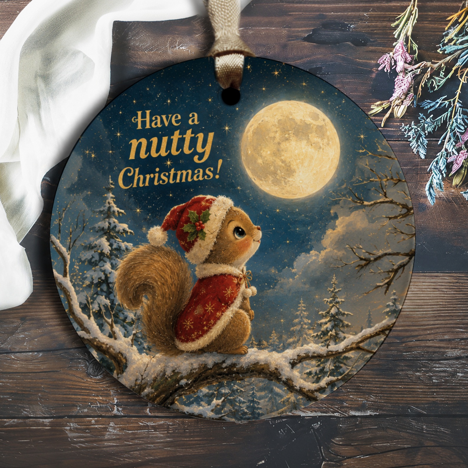 Have A Nutty Christmas Ornament Cute Squirrel In Santa Hat Holiday Decor Winter Wonderland Christmas Tree Decoration O1487