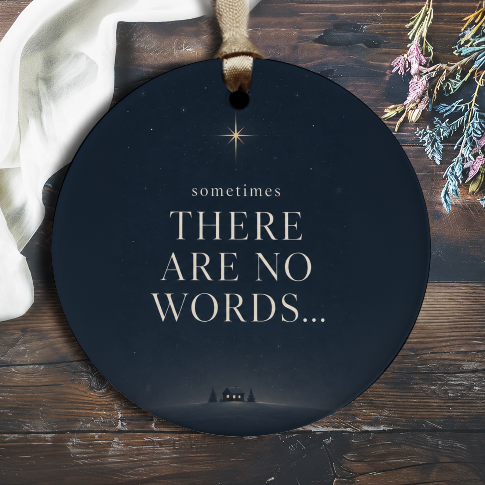 Sometimes There Are No Words... Thoughtful Ornament Sympathy Gift Starry Night Scene Comforting Keepsake O1568