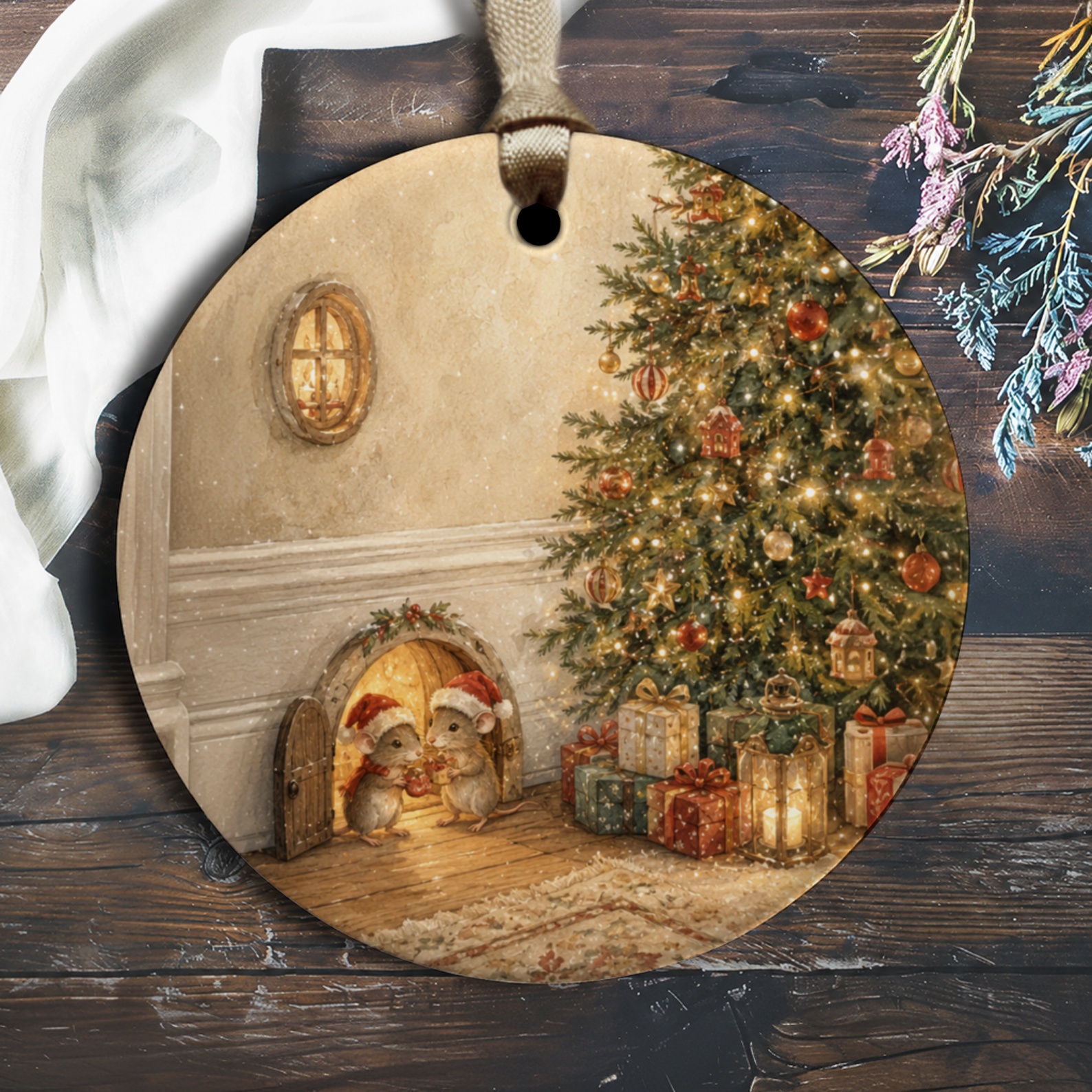 Christmas Mice Ornament Festive Holiday Decor Cute Animal Christmas Tree Decoration Gift For Animal Lover Winter Home Decor O1538