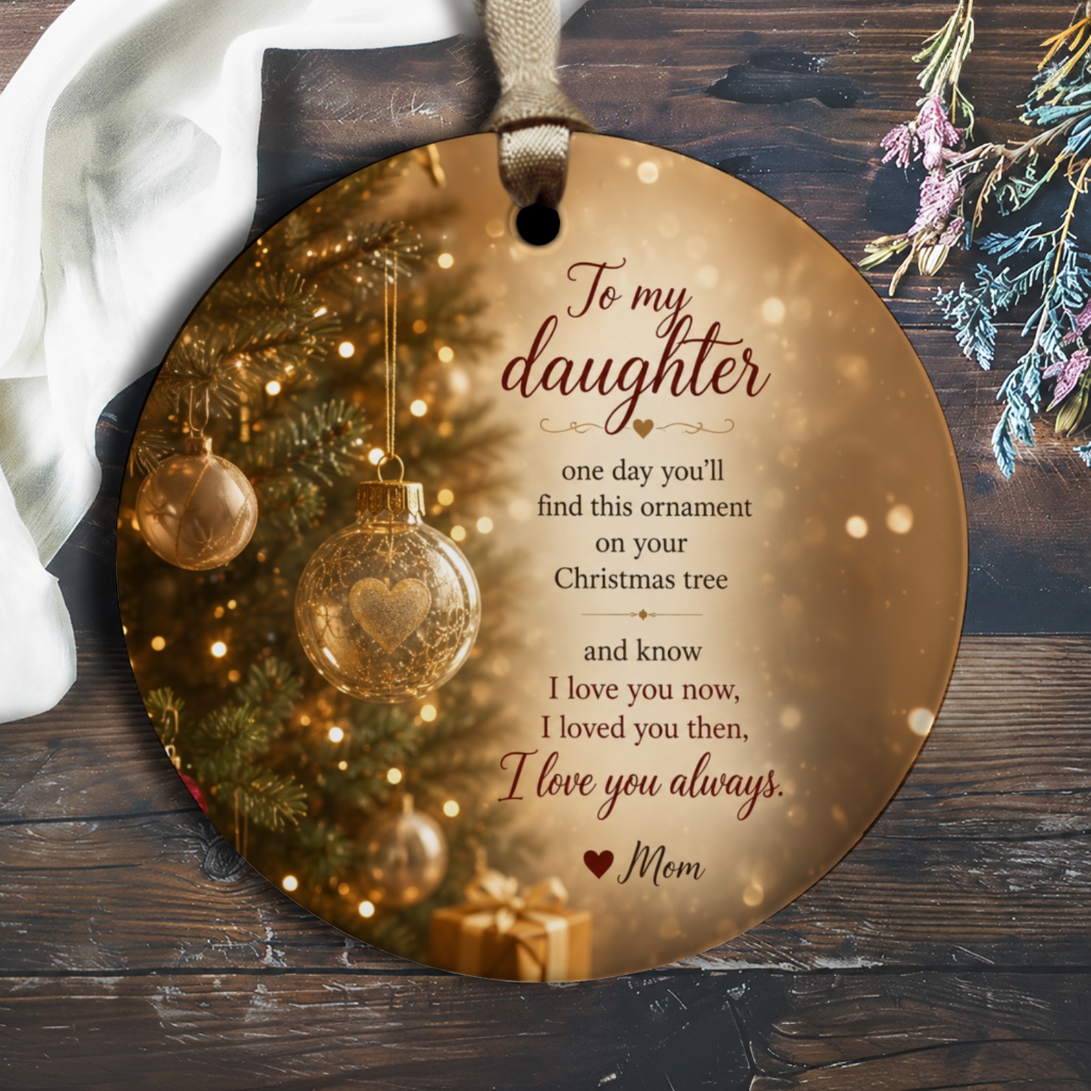 To My Daughter Christmas Ornament Heartfelt Message From Mom Holiday Tree Decoration Sentimental Gift Keepsake O1587