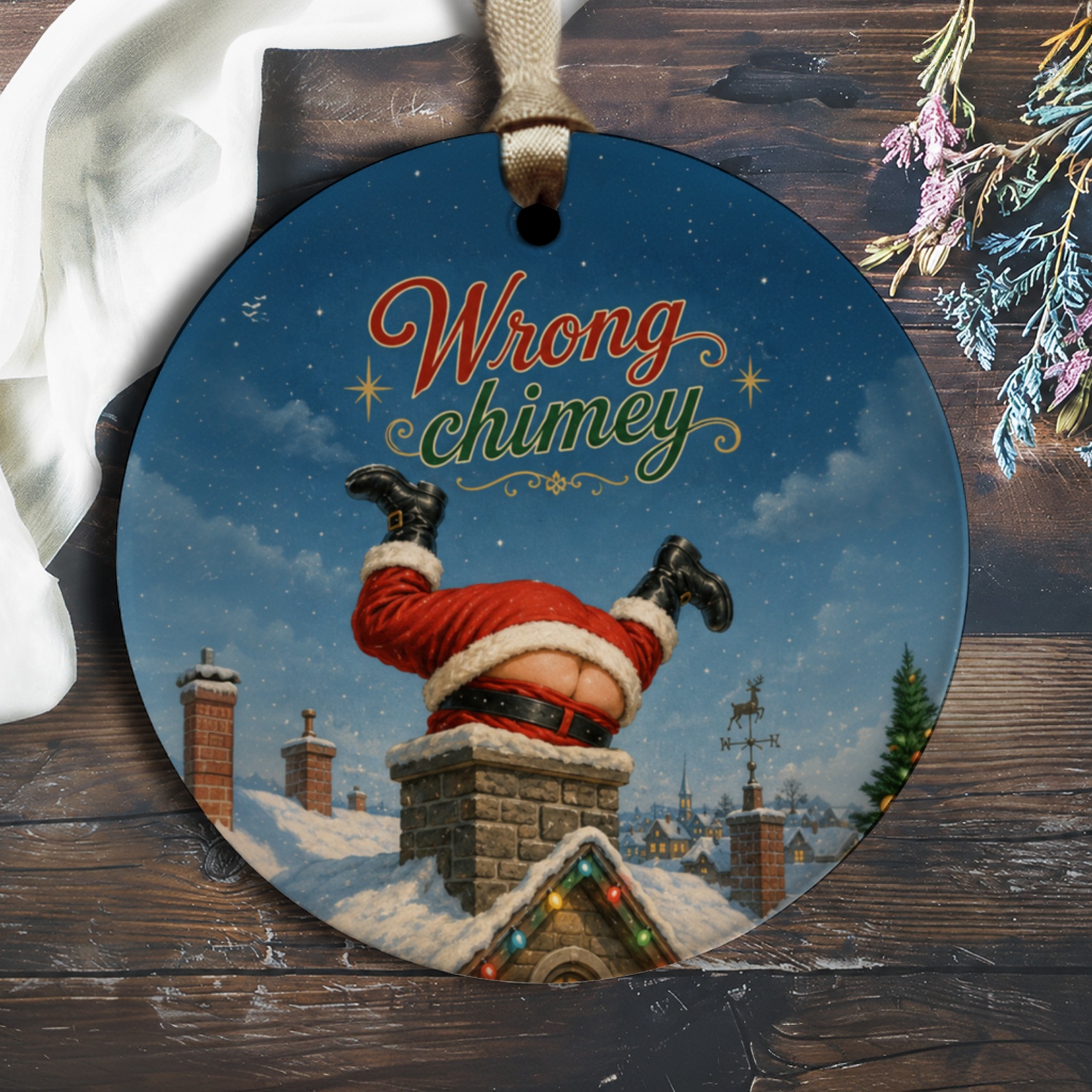 Wrong Chimney Funny Christmas Ornament Santa Stuck In Chimney Holiday Decor Cute Festive Decoration For Tree O1584