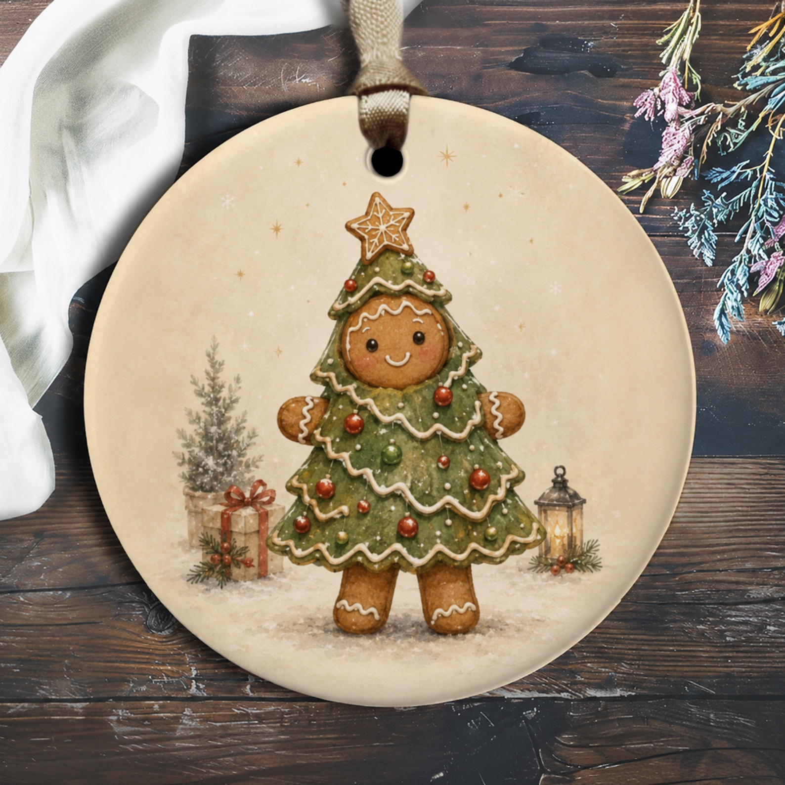 Gingerbread Christmas Tree Ornament Cute Holiday Decor Festive Gingerbread Man Decoration For Tree Christmas Gift Idea O1591