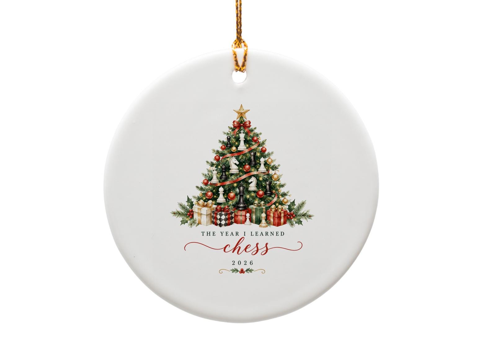 The Year I Learned Chess 2026 Christmas Ornament Chess Lover Holiday Decor Personalized Gift Keepsake Tree Decoration O1228