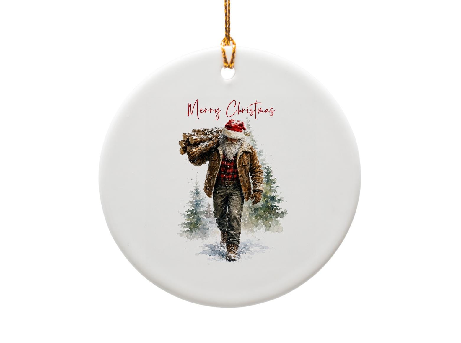 Merry Christmas Rustic Santa Ornament Holiday Decor Christmas Tree Decoration Festive Winter Scene Santa Claus Ornament O1234