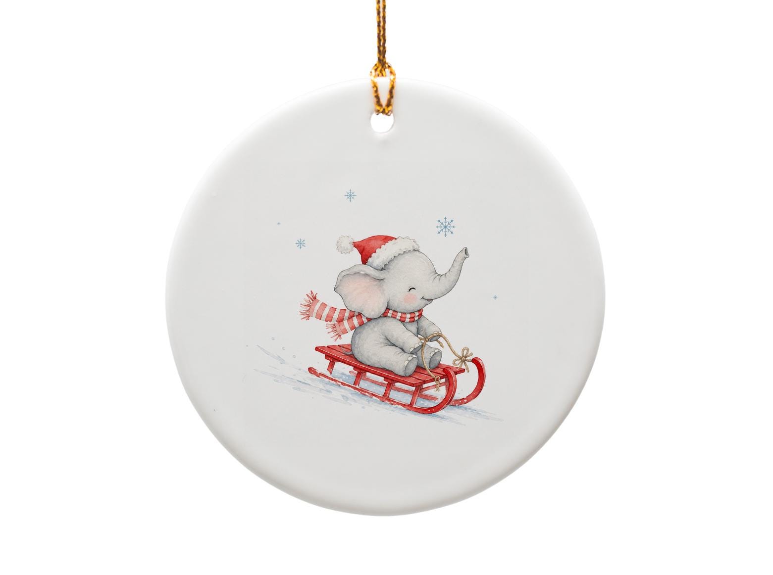 Elephant On Sled Christmas Ornament Cute Holiday Decor Winter Animal Ornament For Kids Nursery Christmas Tree Decoration O1237