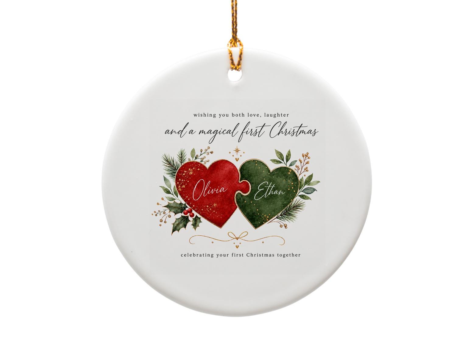 Wishing You Both Love, Laughter And A Magical First Christmas Ornament Personalized First Christmas Ornament Couple Holiday Decor O1244