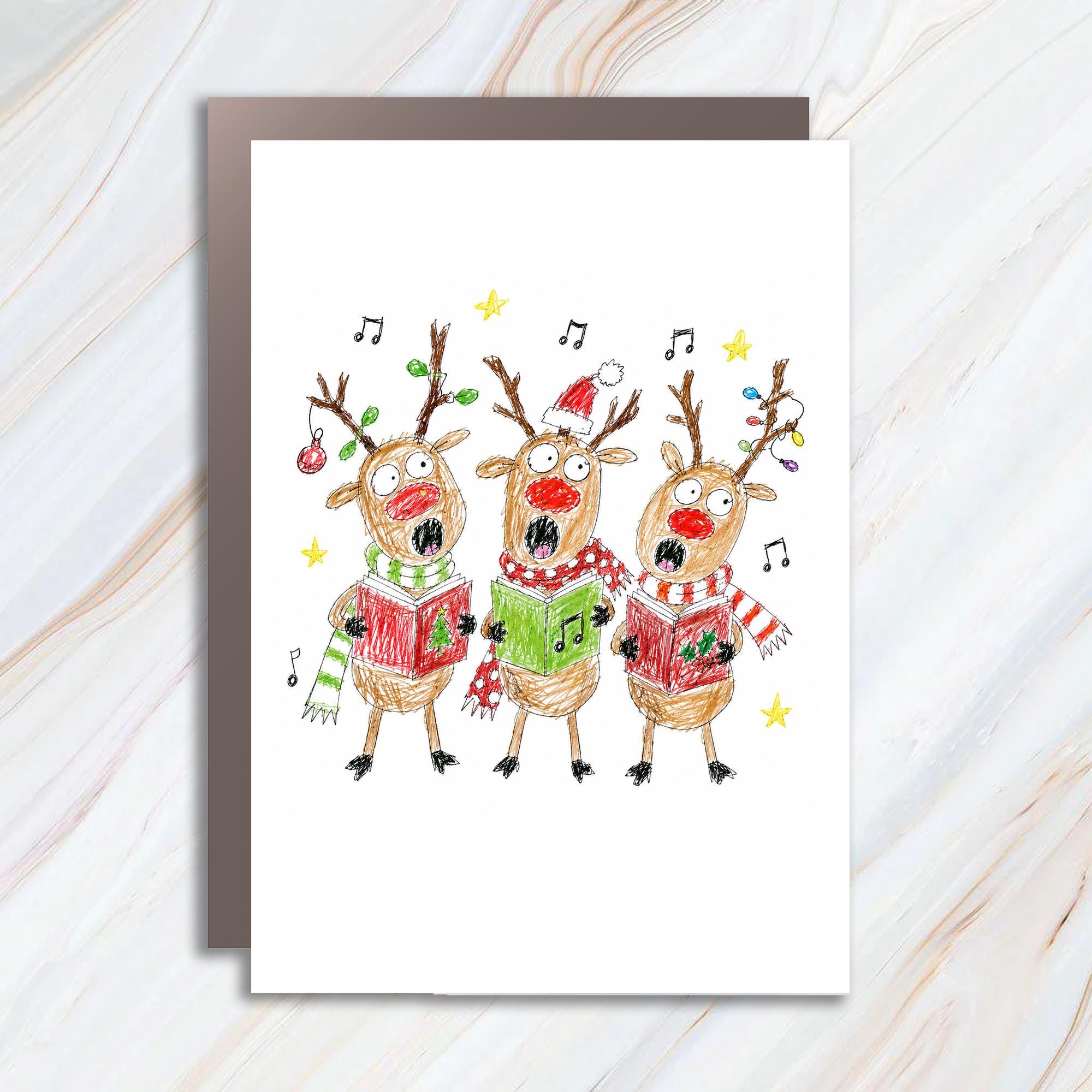 Singing Reindeer Christmas Card Cute Holiday Greeting Card For Kids Family Fun Festive Animal With Music Notes C1250