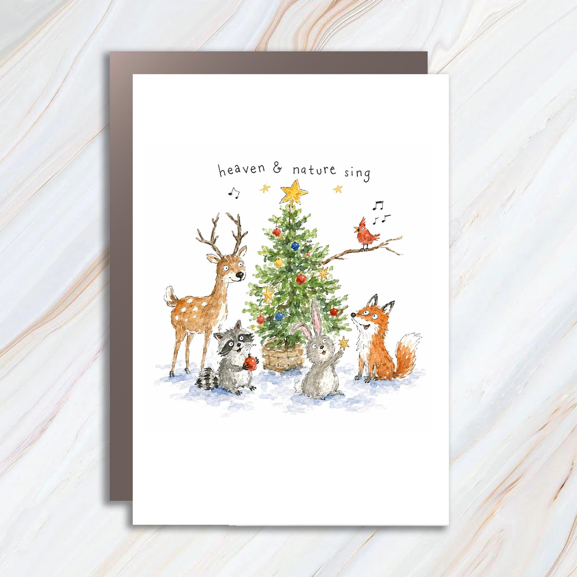 Heaven & Nature Sing Christmas Card Woodland Animals Holiday Greeting Card Cute Festive For Nature Lovers C1261