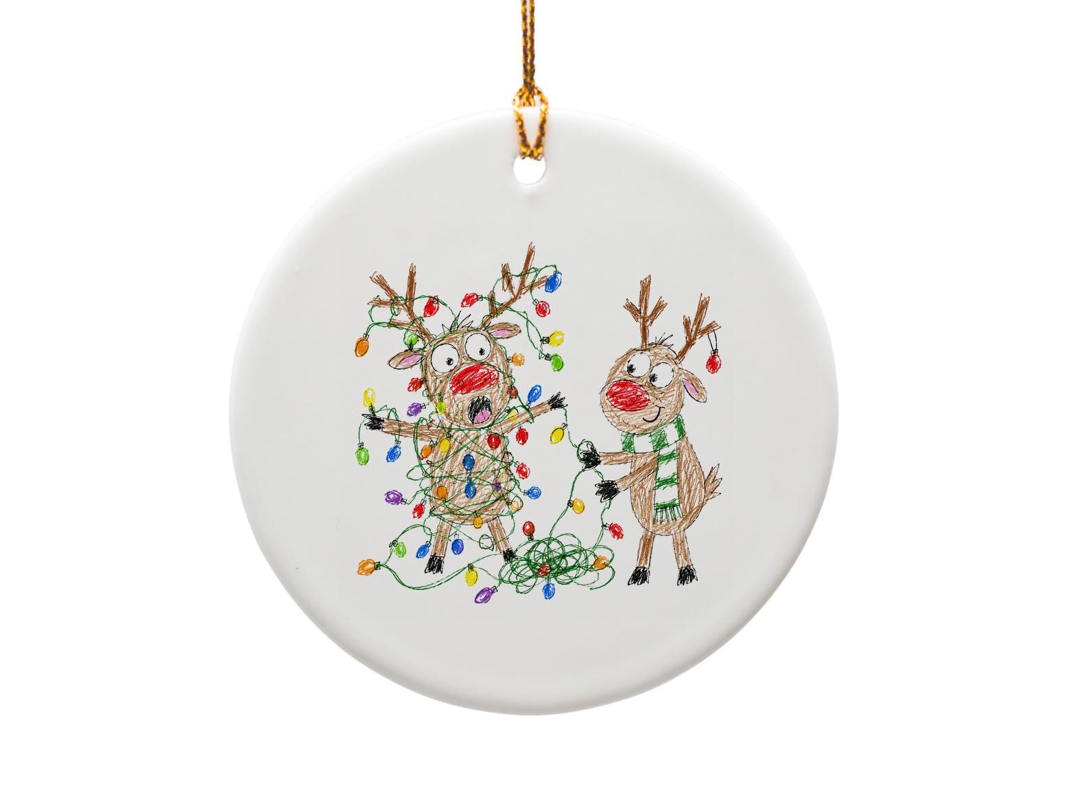 Reindeer Christmas Ornament Cute Holiday Decor Funny Reindeer Tangled Lights Festive Tree Decoration Gift For Kids O1247