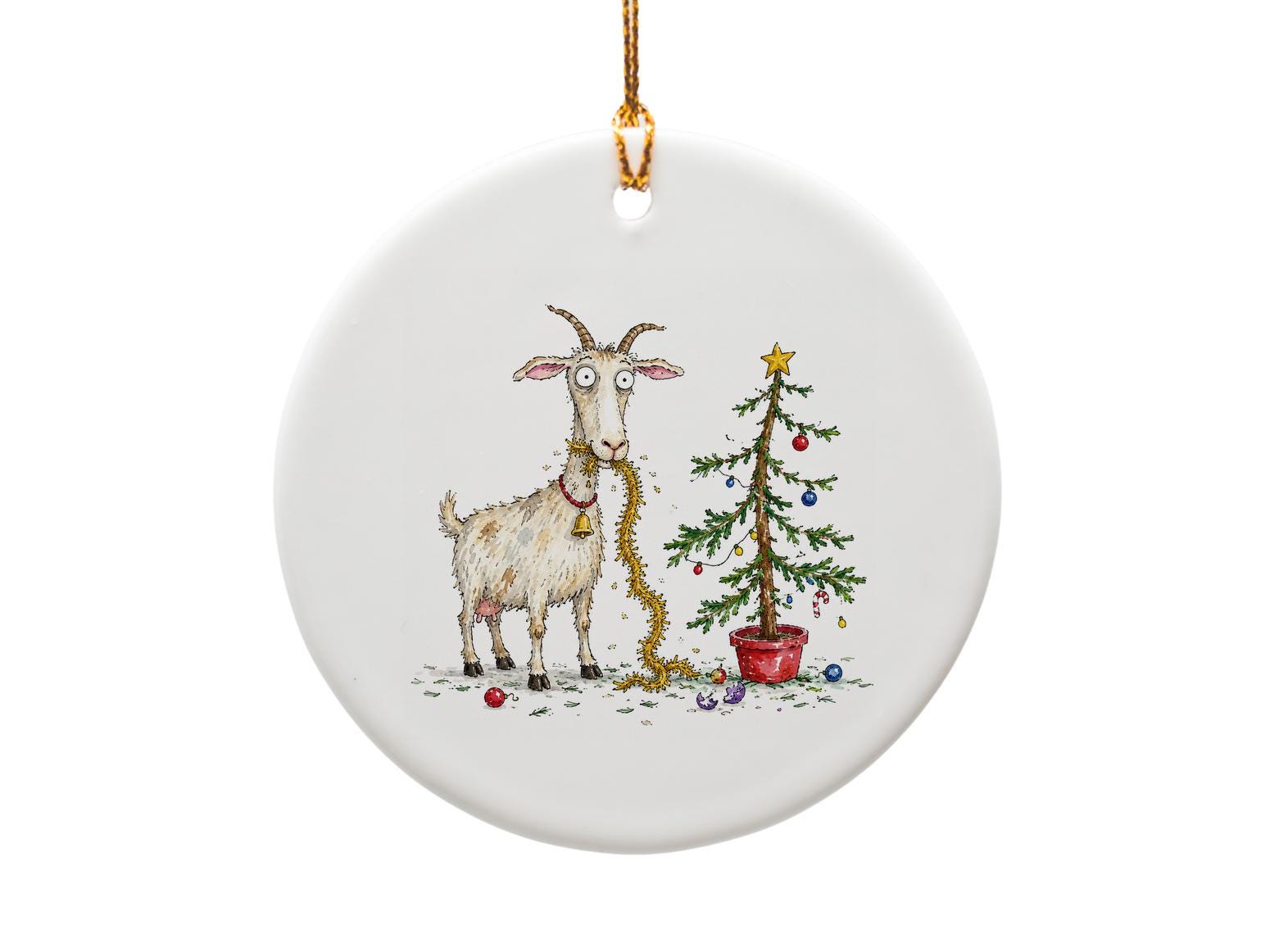 Funny Goat Christmas Ornament Cute Holiday Decoration Animal Lover Gift Tree Decor Festive Farm Animal Ornament O1265