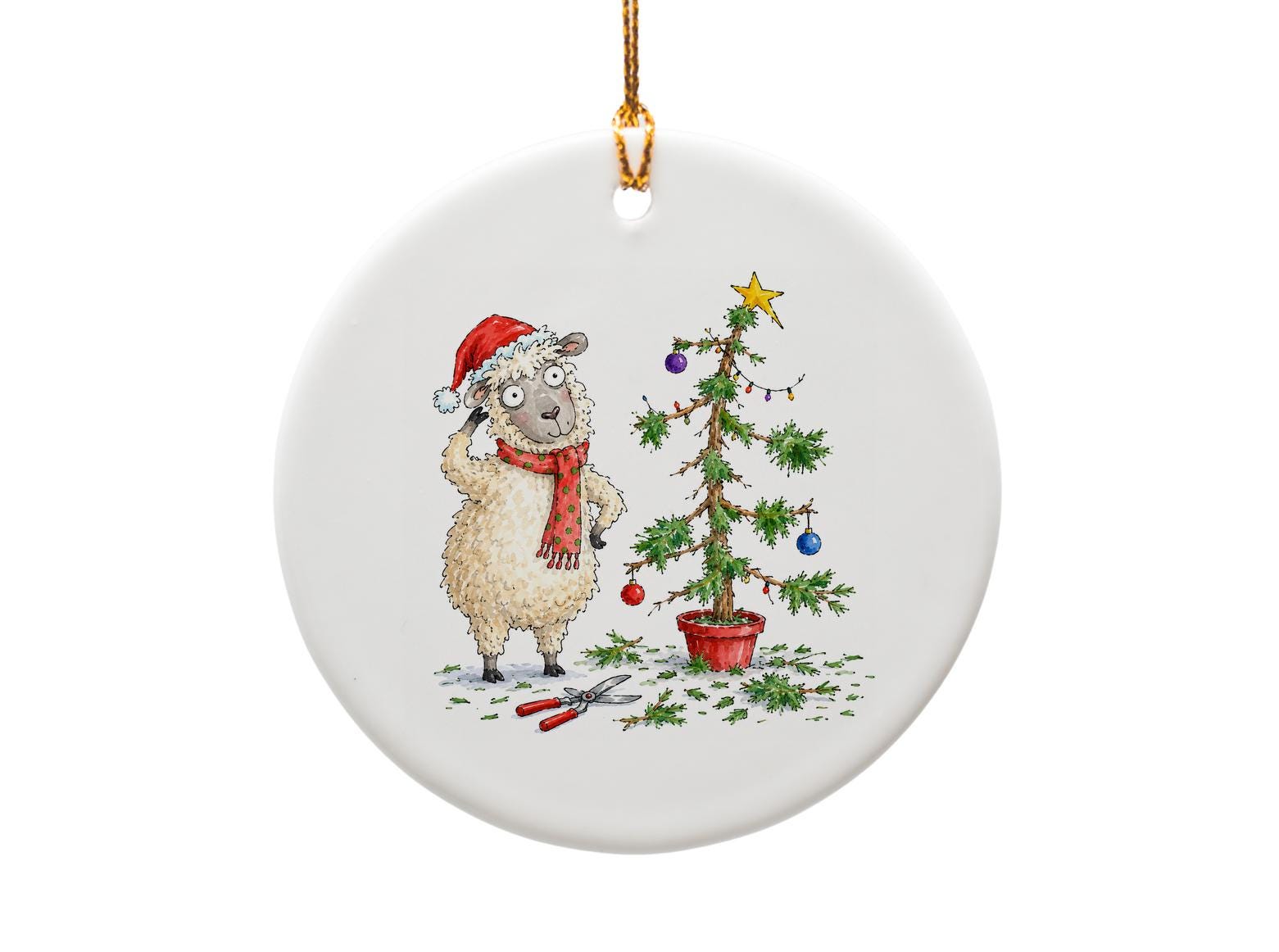 Sheep With Christmas Tree Ornament Funny Holiday Decor Cute Animal Christmas Ornament For Tree Festive Gift Idea O1269