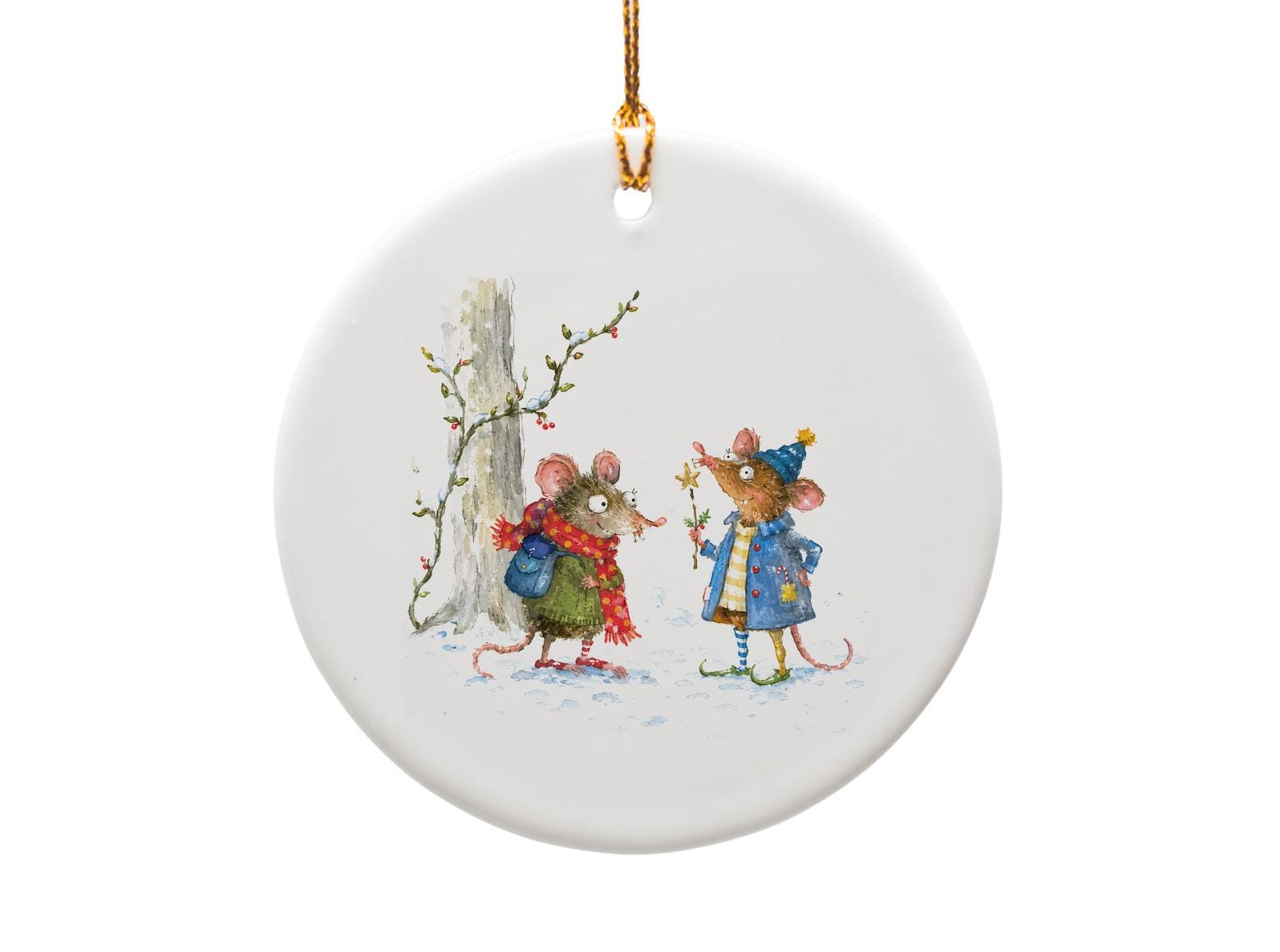 Whimsical Mice Christmas Ornament Cute Winter Animal Decor Holiday Tree Decoration Gift For Animal Lover Festive Home Decor O1271