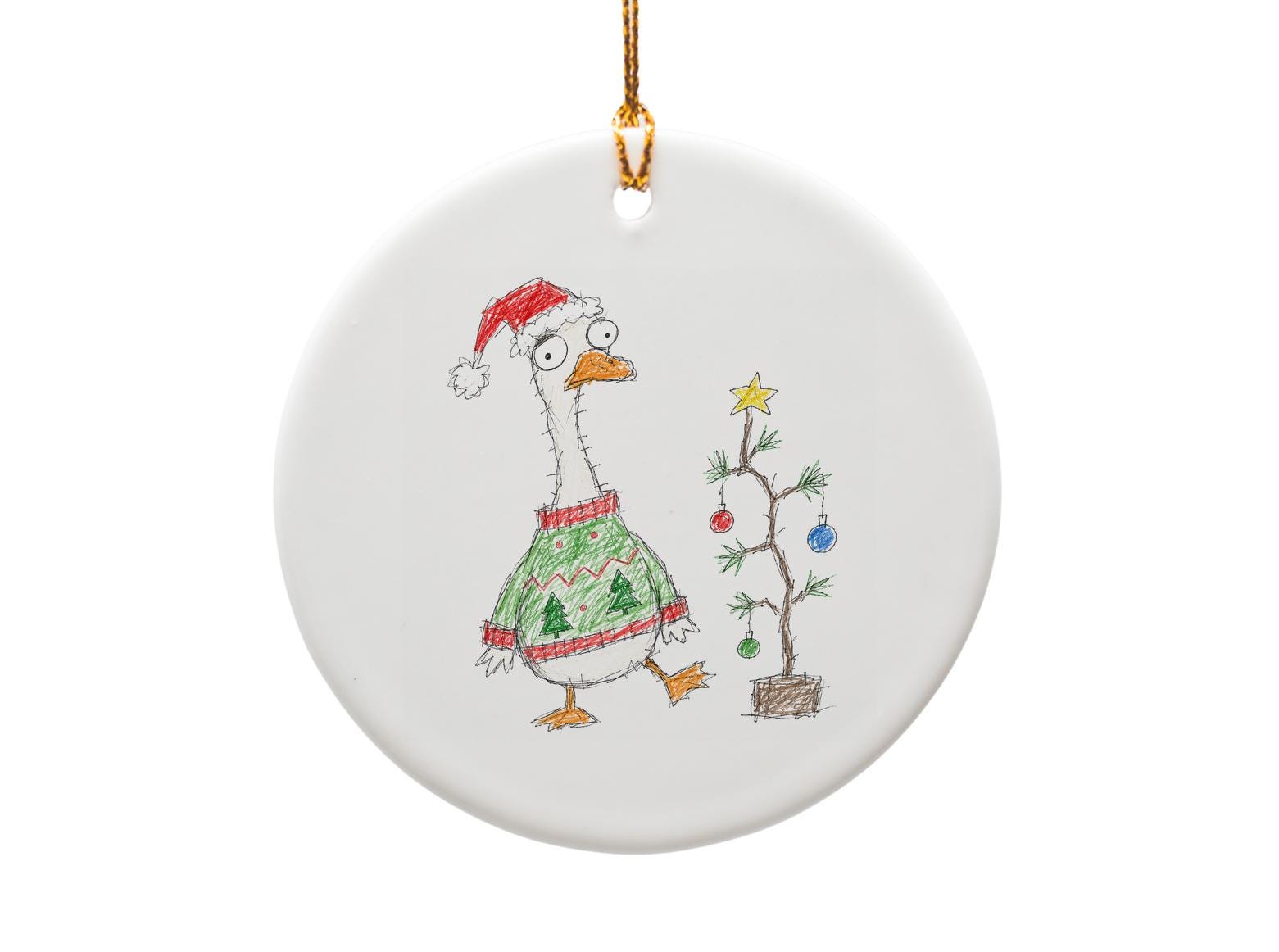 Goose In Christmas Sweater Ornament Funny Holiday Decor Cute Animal Christmas Tree Decoration Gift For Bird Lover O1253