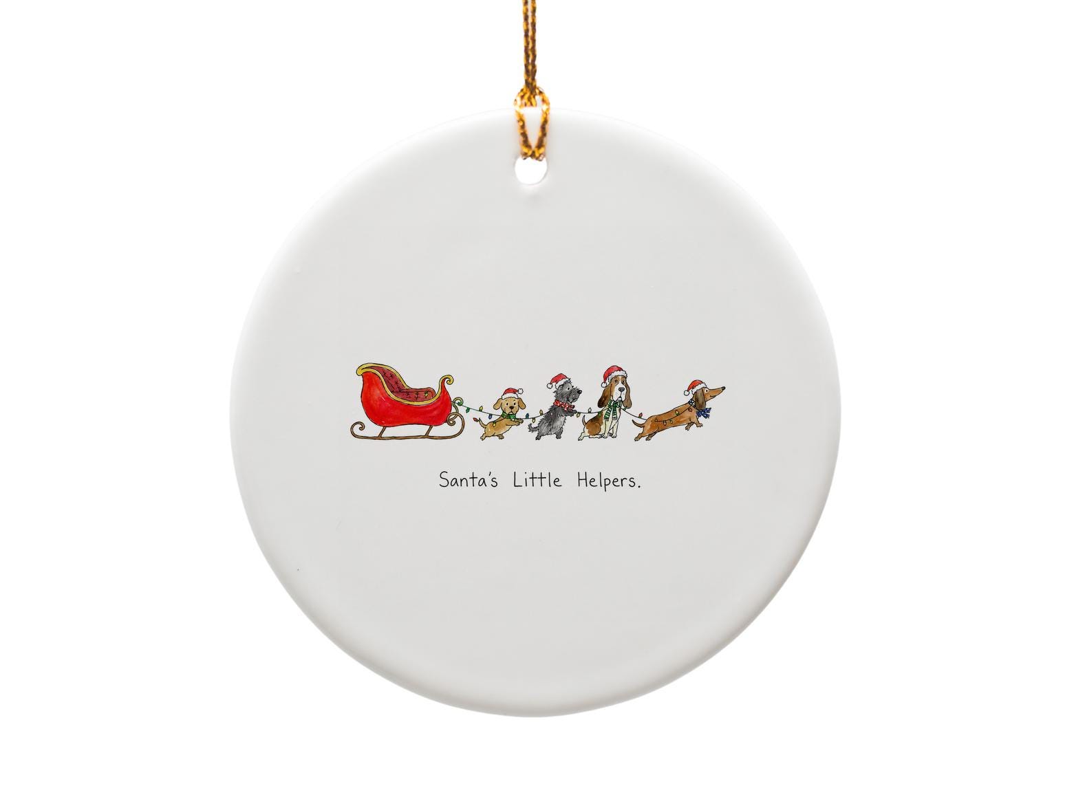 Santa's Little Helpers Christmas Ornament Cute Dog Sleigh Holiday Decor Festive Pet Lover Gift Xmas Tree Decoration O1264
