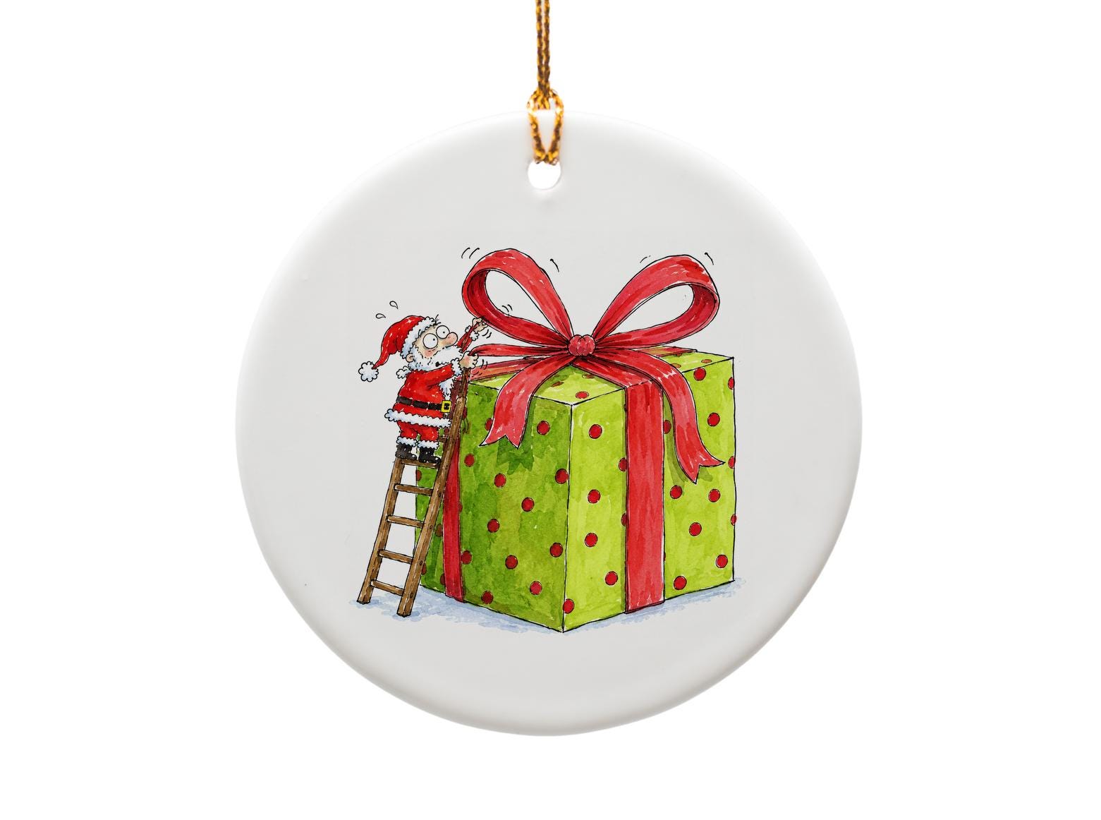 Santa With Gift Box Christmas Ornament Cute Holiday Decoration Festive Tree Decor Santa Claus Present Ornament O1268
